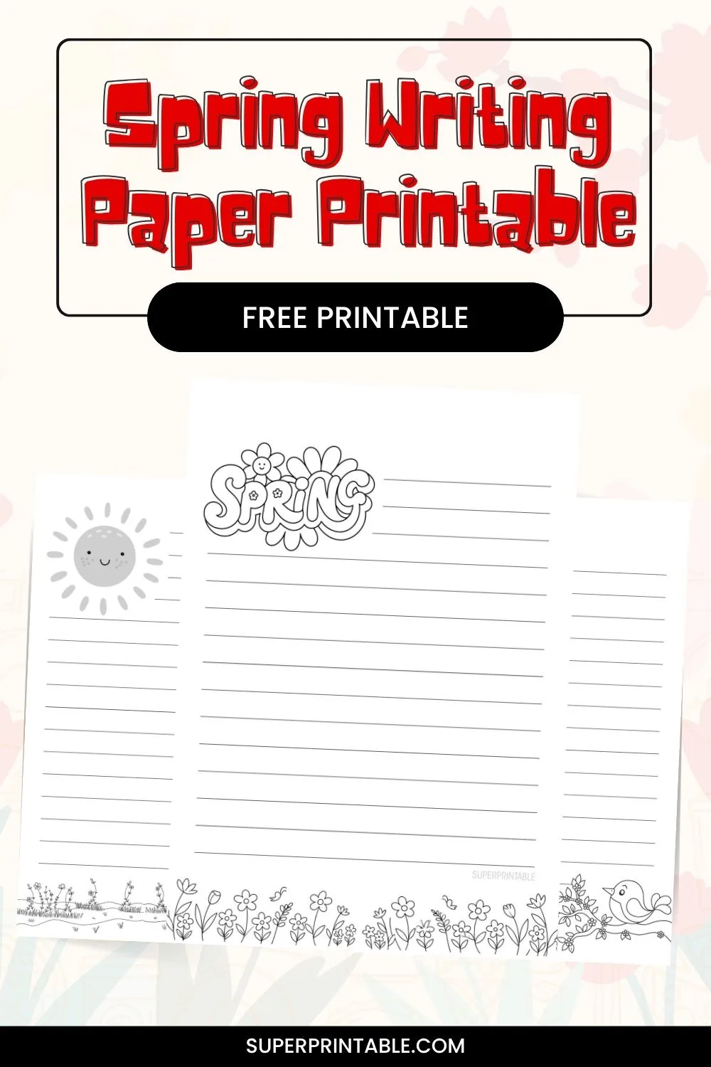 10+ Spring Writing Paper Printable Pinterest Image