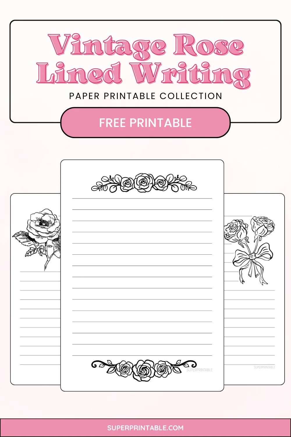 10+ Vintage Rose Lined Writing Paper Pinterest Image
