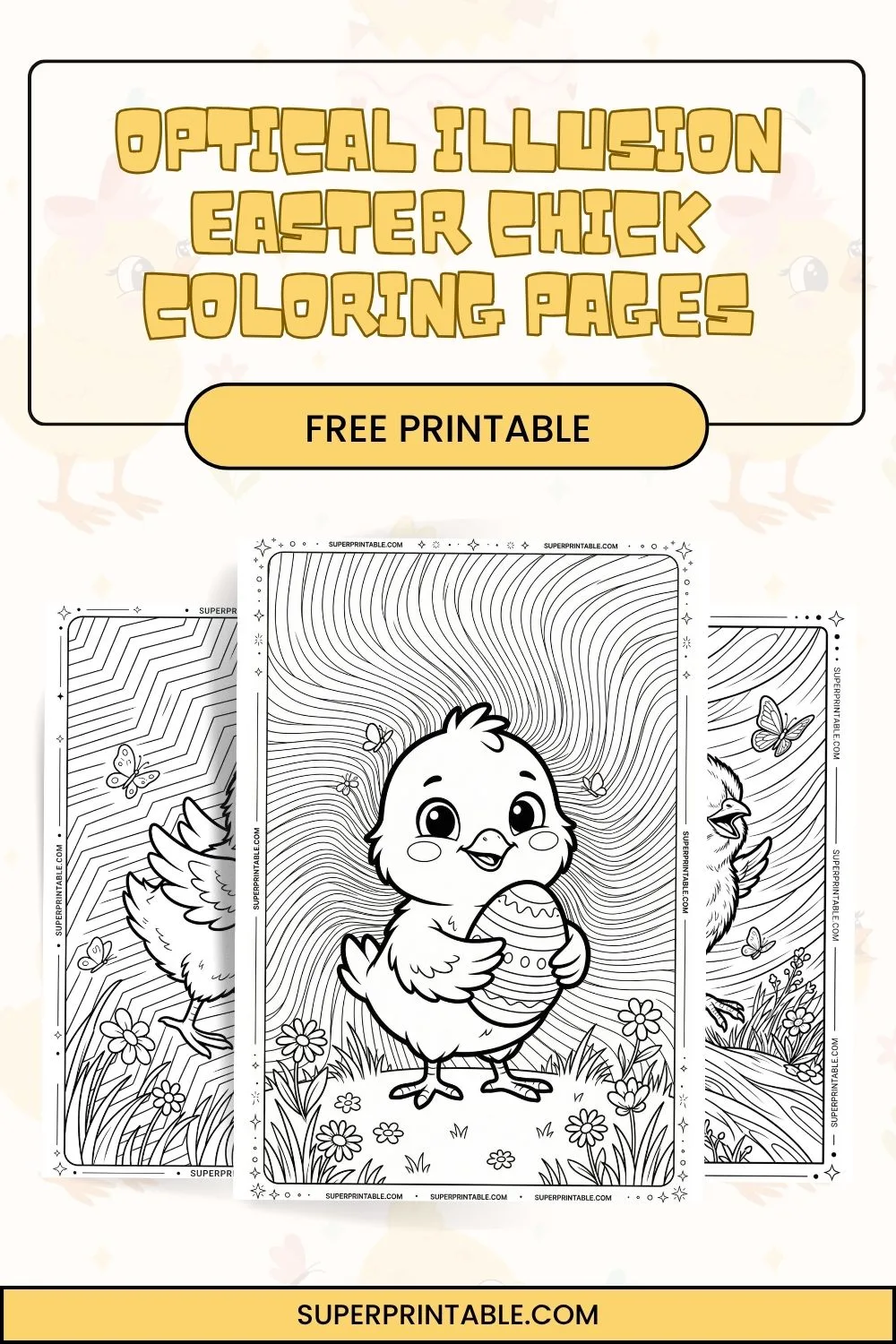 12+ Optical Illusion Easter Chick Coloring Pages Pinterest Image