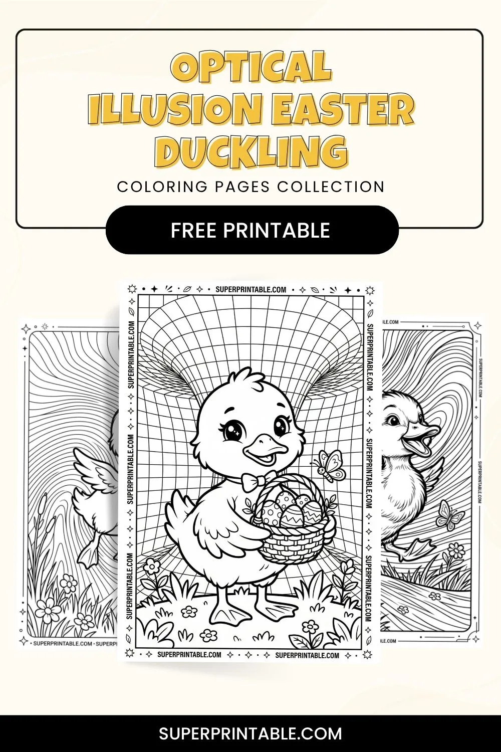 12+ Optical Illusion Easter Duckling Coloring Pages Pinterest Image