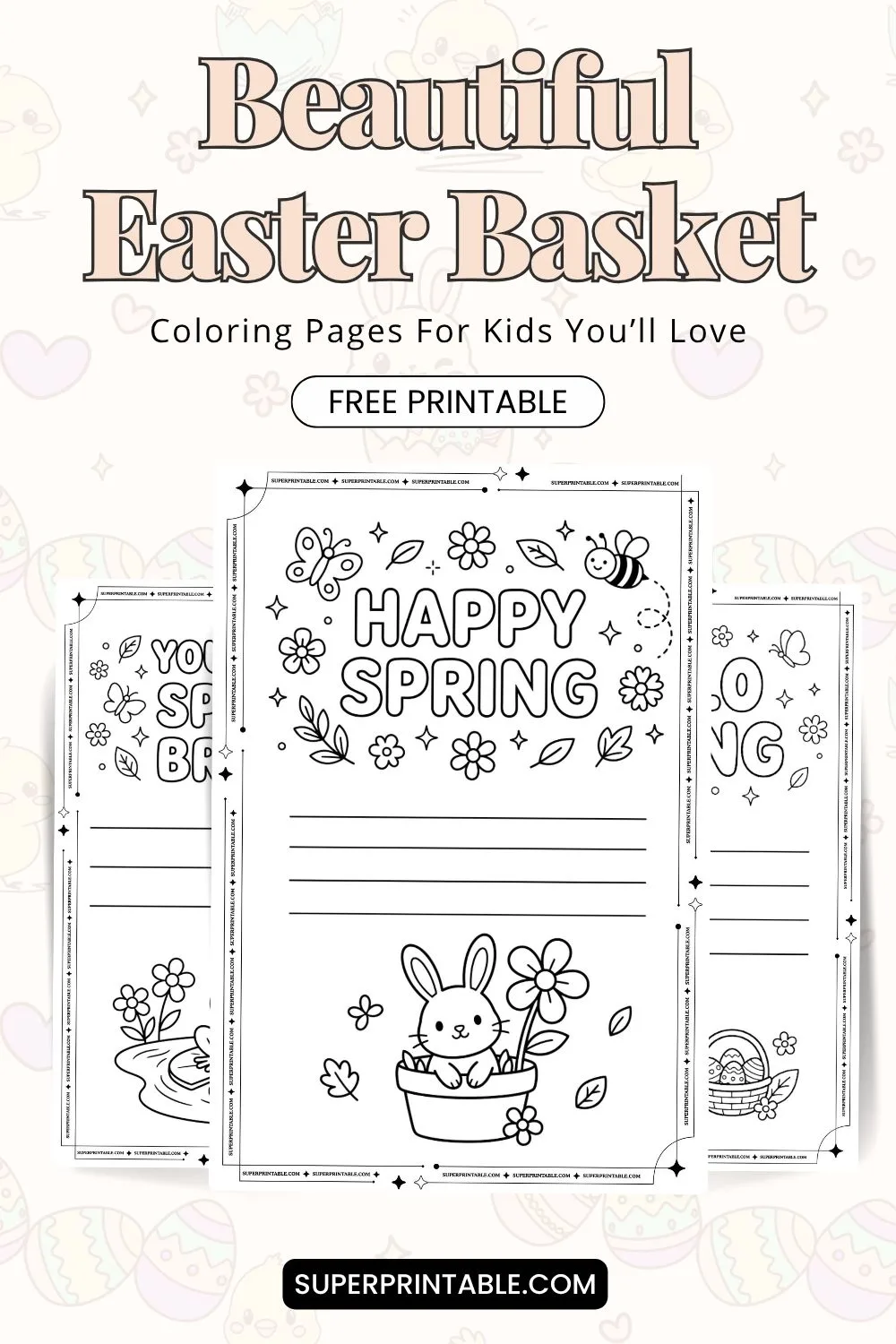 15+ Beautiful Easter Basket Coloring Pages You’ll Love Pinterest Image