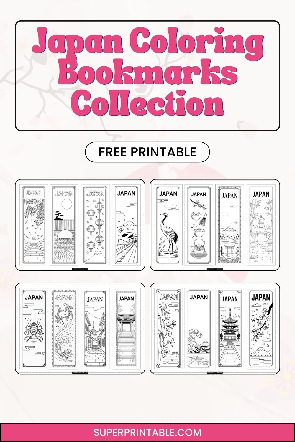 15+ Japan Coloring Bookmarks Pinterest Image