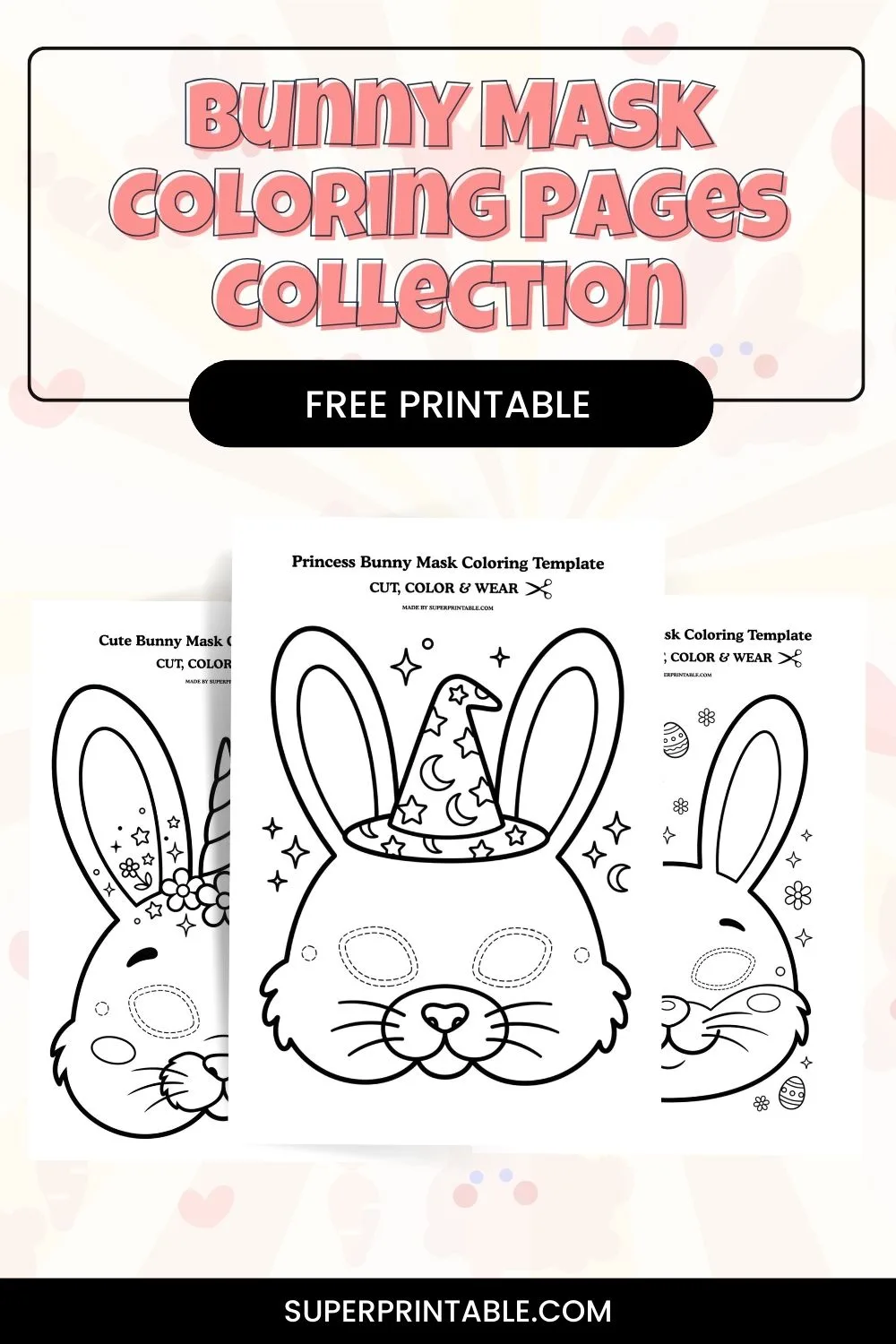 6 Bunny Mask Coloring Templates Pinterest Image