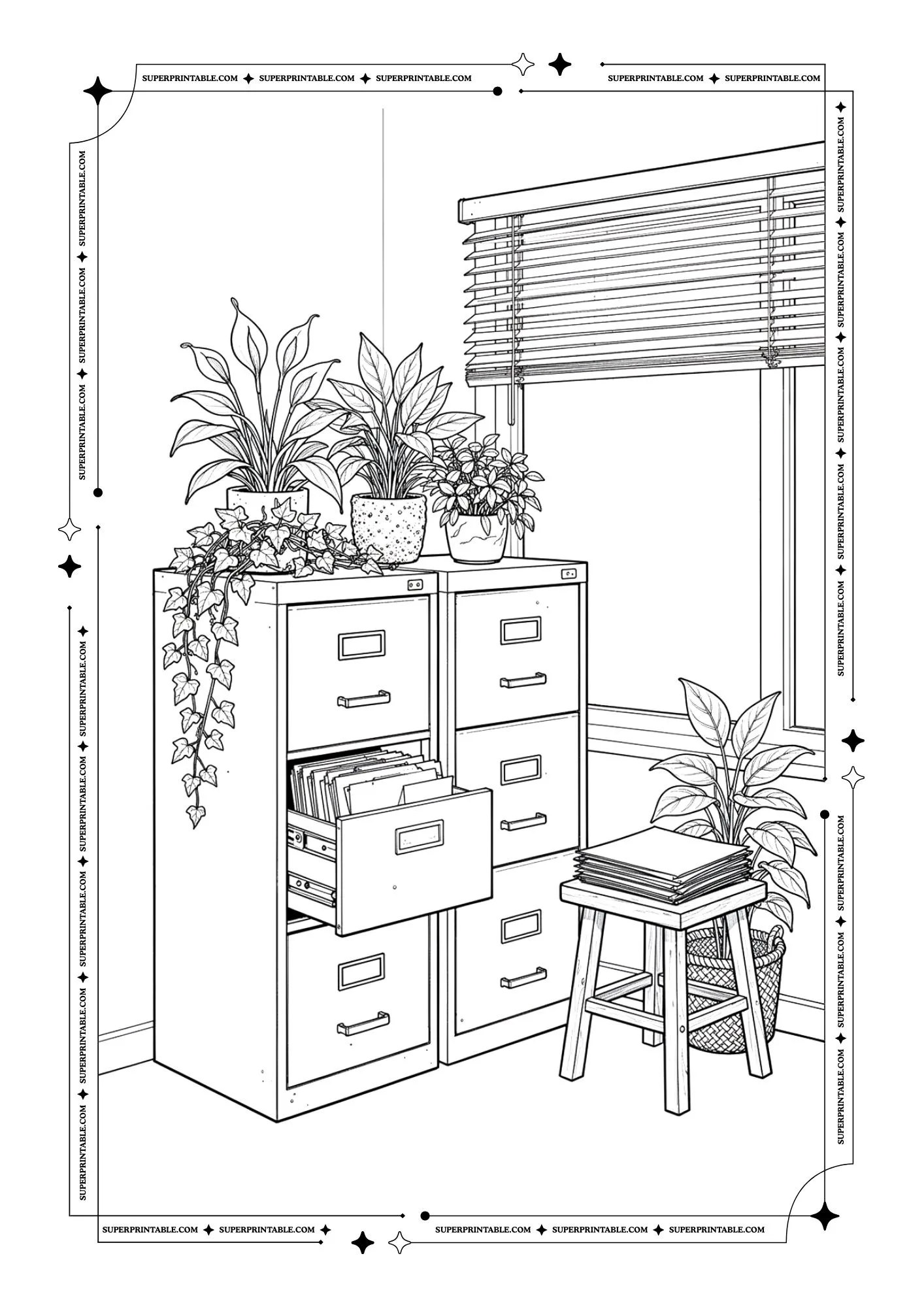 90's Office Decoration Coloring Pages 2