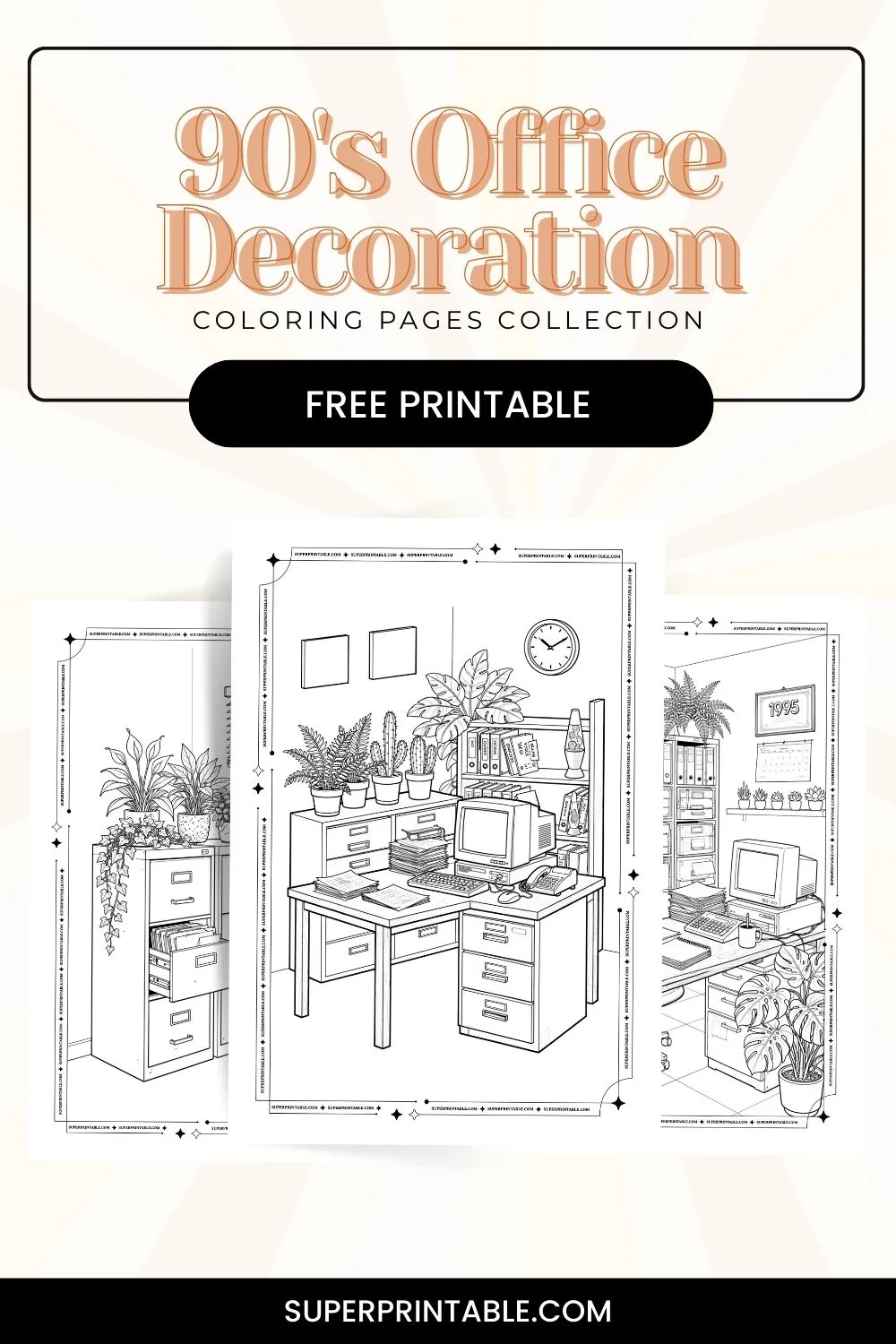 90's Office Decoration Coloring Pages Pinterest Image