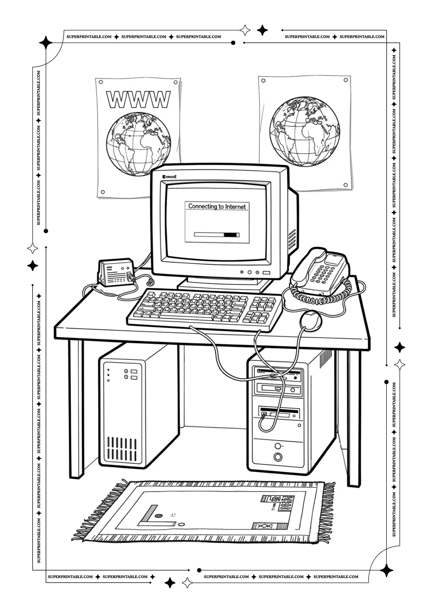 90's PC World Coloring Pages 1