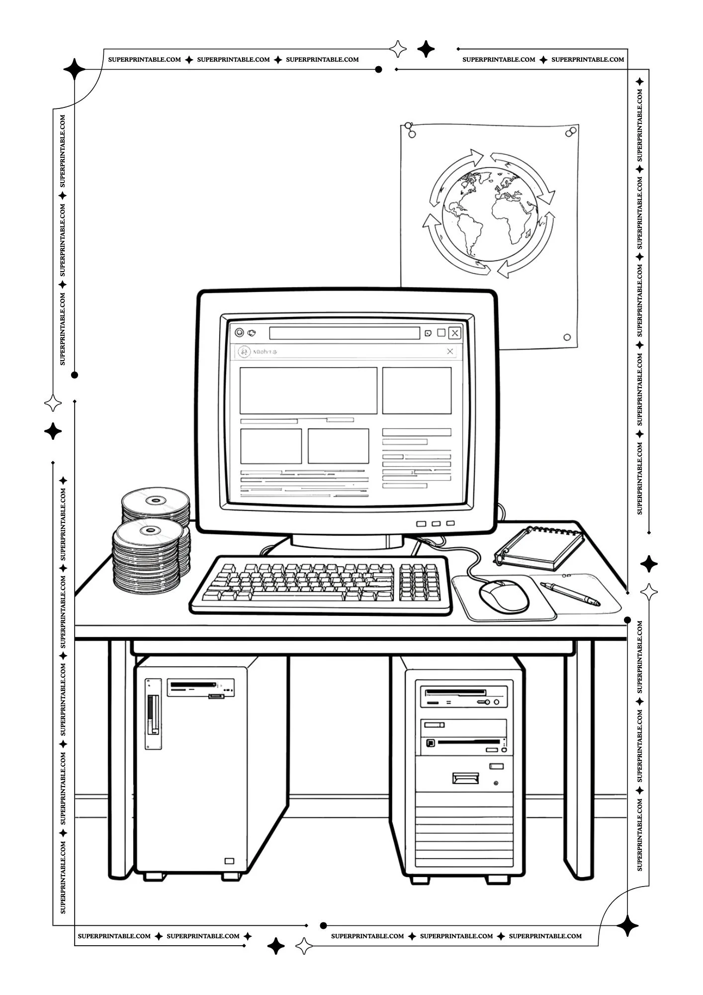 90's PC World Coloring Pages 11