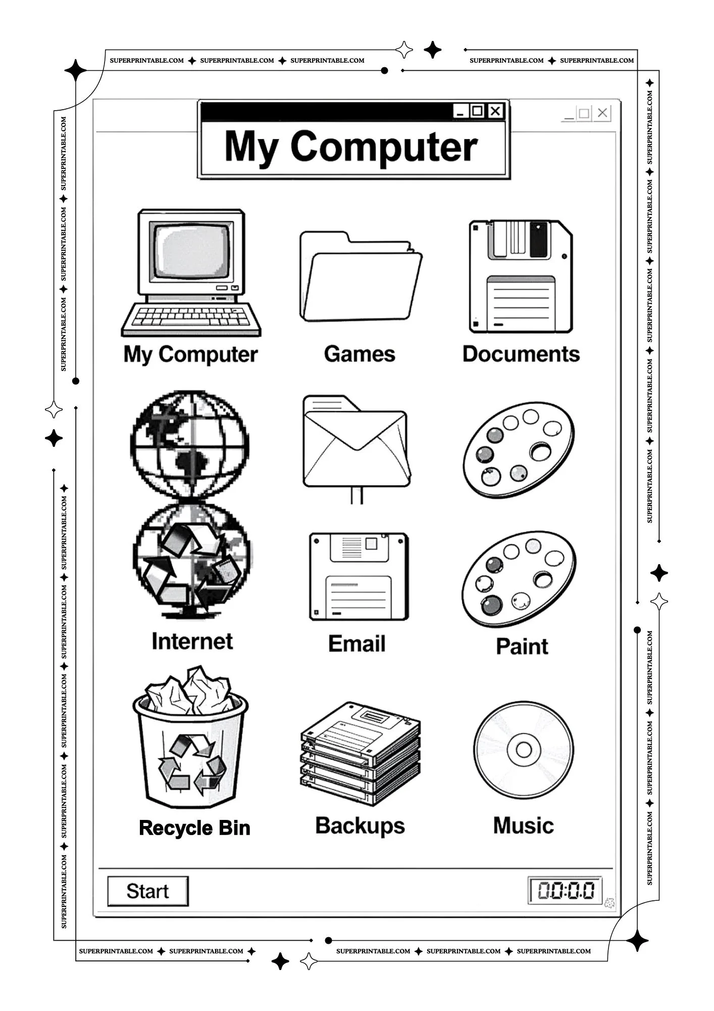 90's PC World Coloring Pages 14