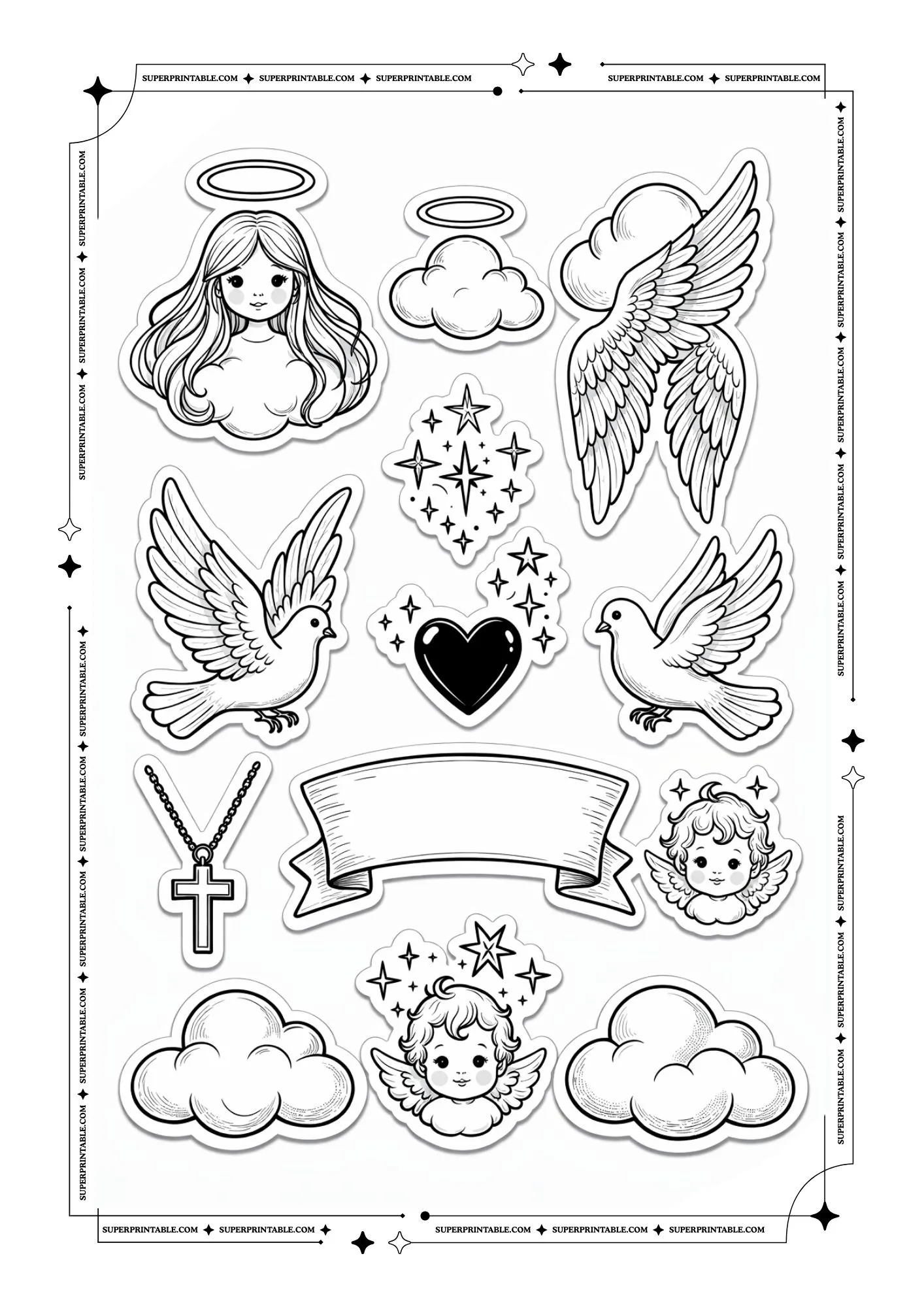 Aesthetic Sticker Coloring Pages 1