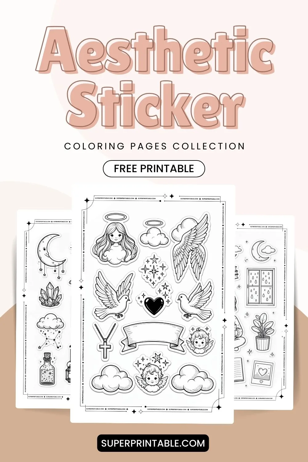Aesthetic Sticker Coloring Pages Pinterest Image
