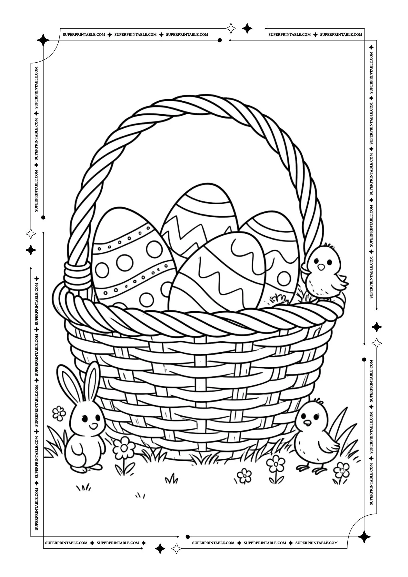 Beautiful Easter Basket Coloring Pages You’ll Love 3