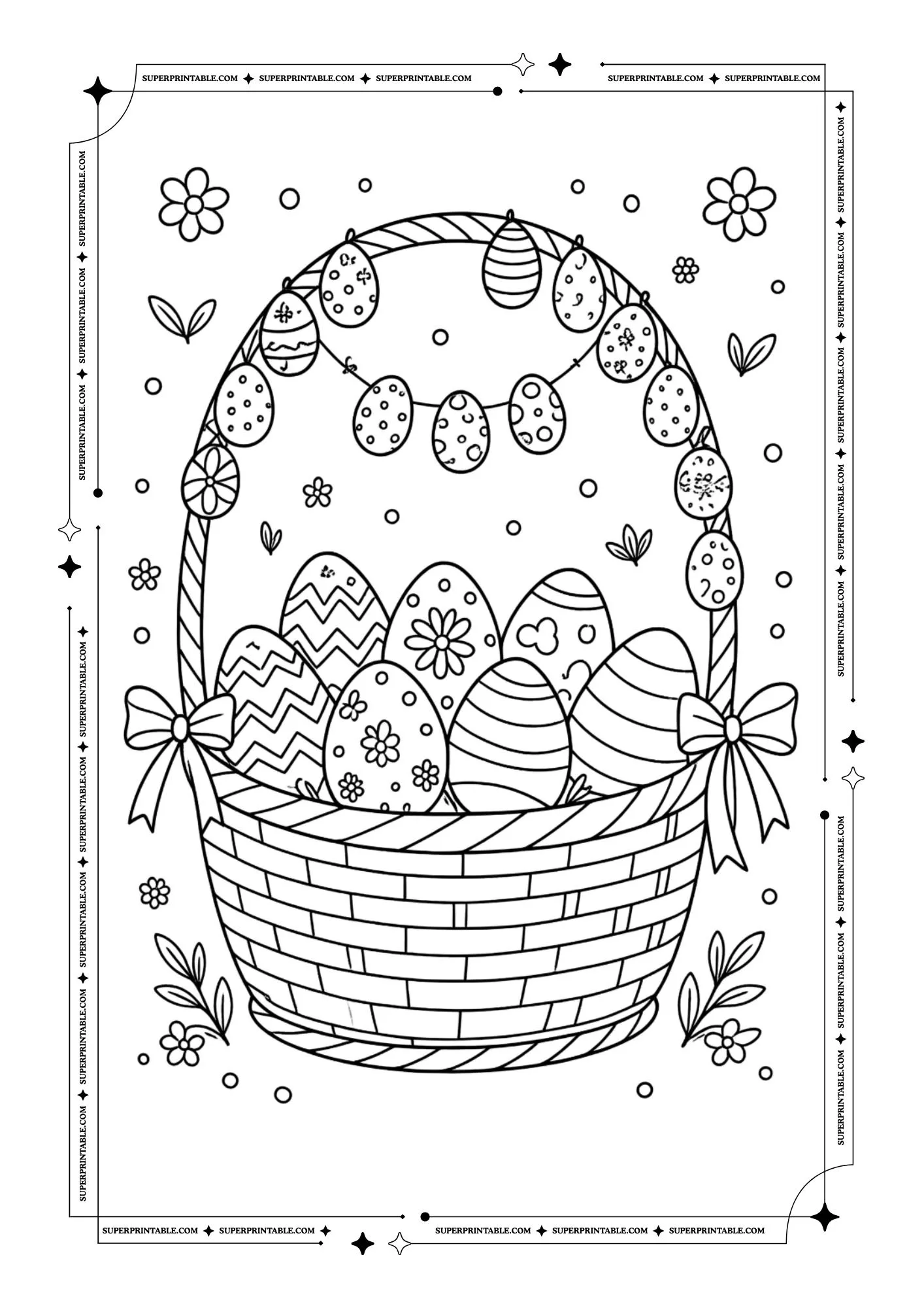 Beautiful Easter Basket Coloring Pages You’ll Love 6