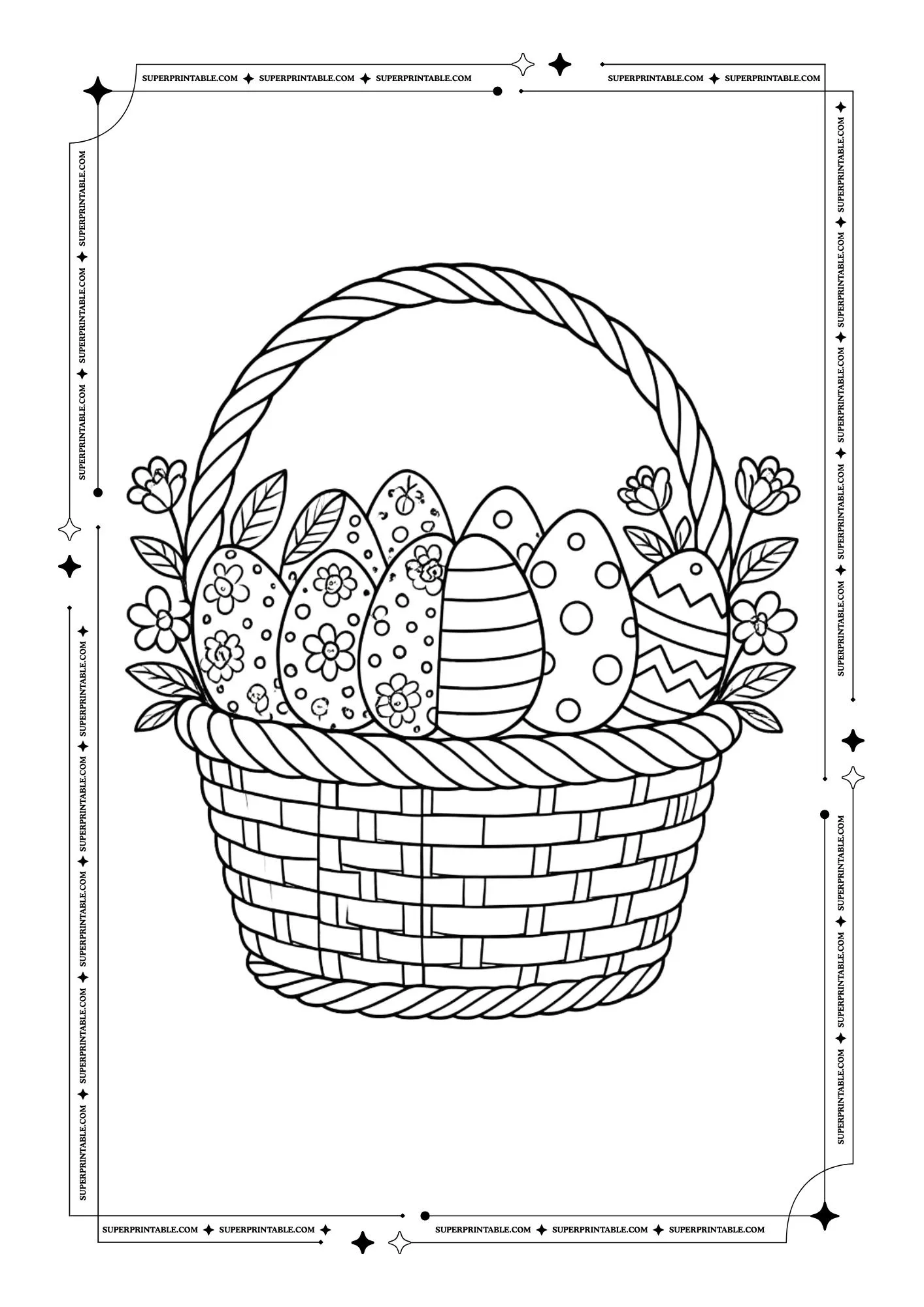 Beautiful Easter Basket Coloring Pages You’ll Love 9