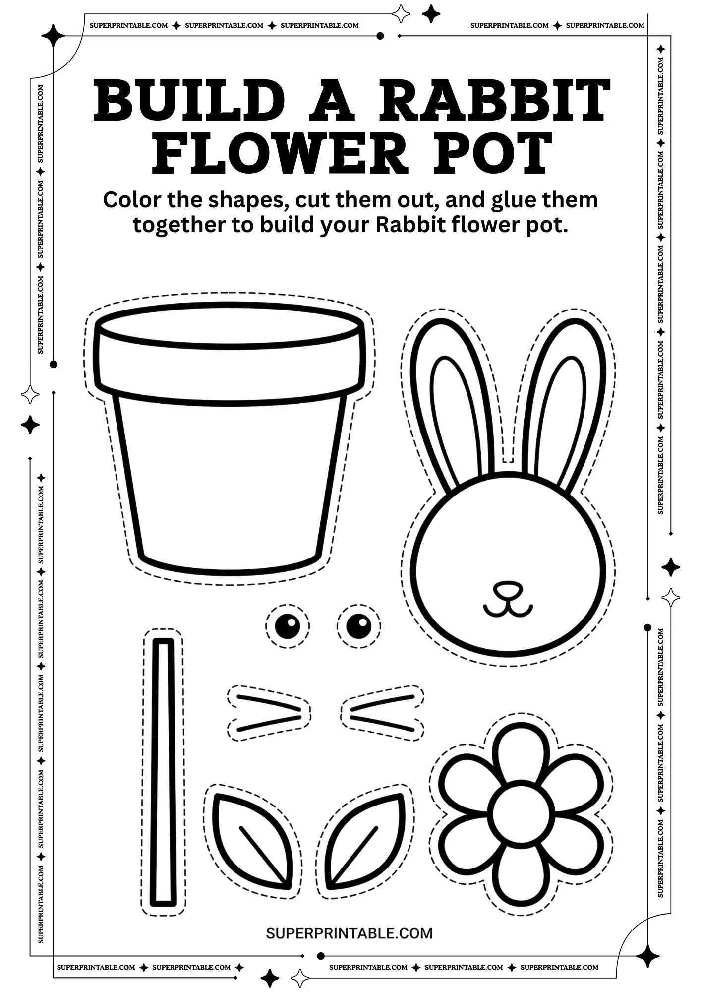 Build An Easter Flower Pot Craft & Coloring Pages 1