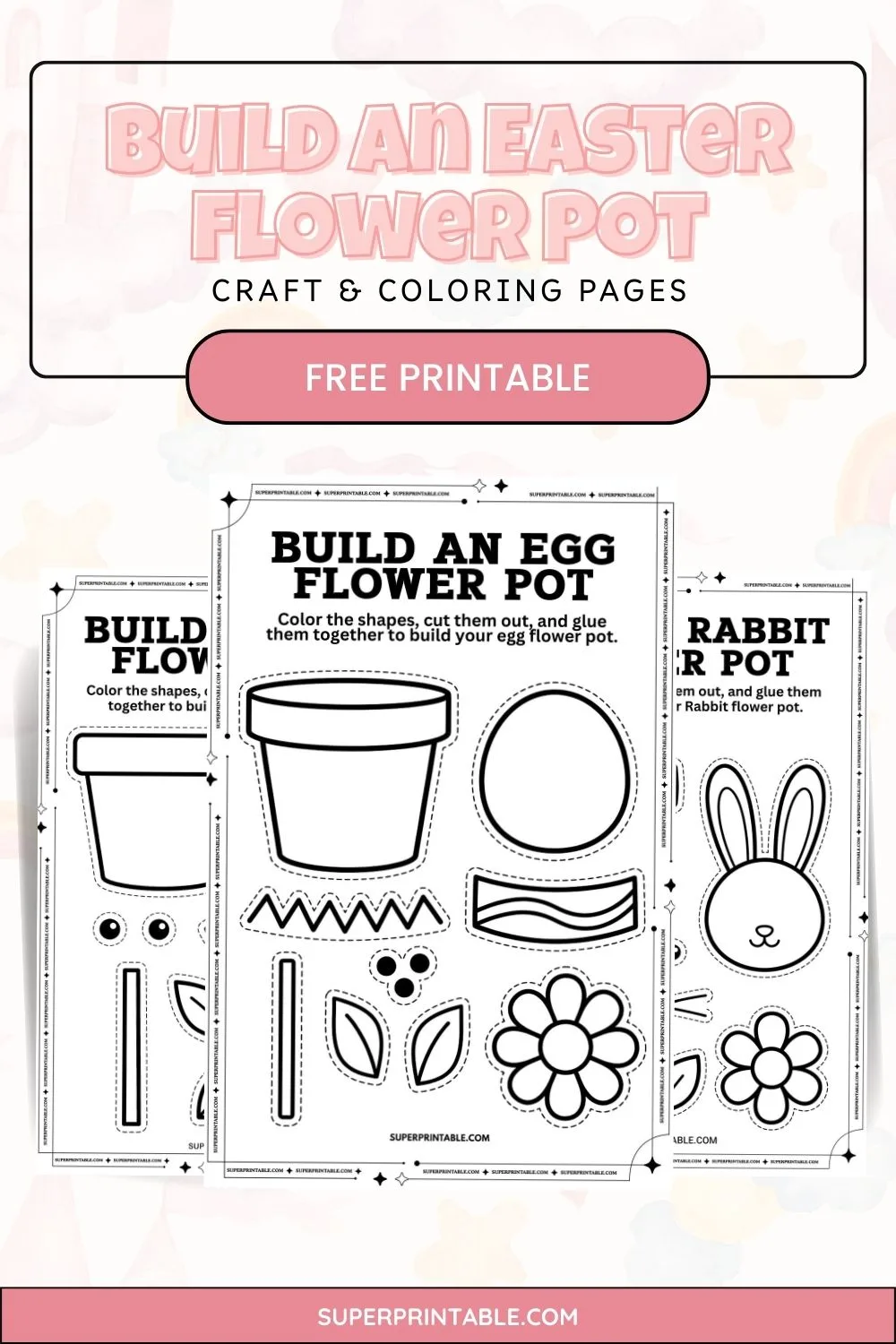 Build An Easter Flower Pot Craft & Coloring Pages Pinterest Image