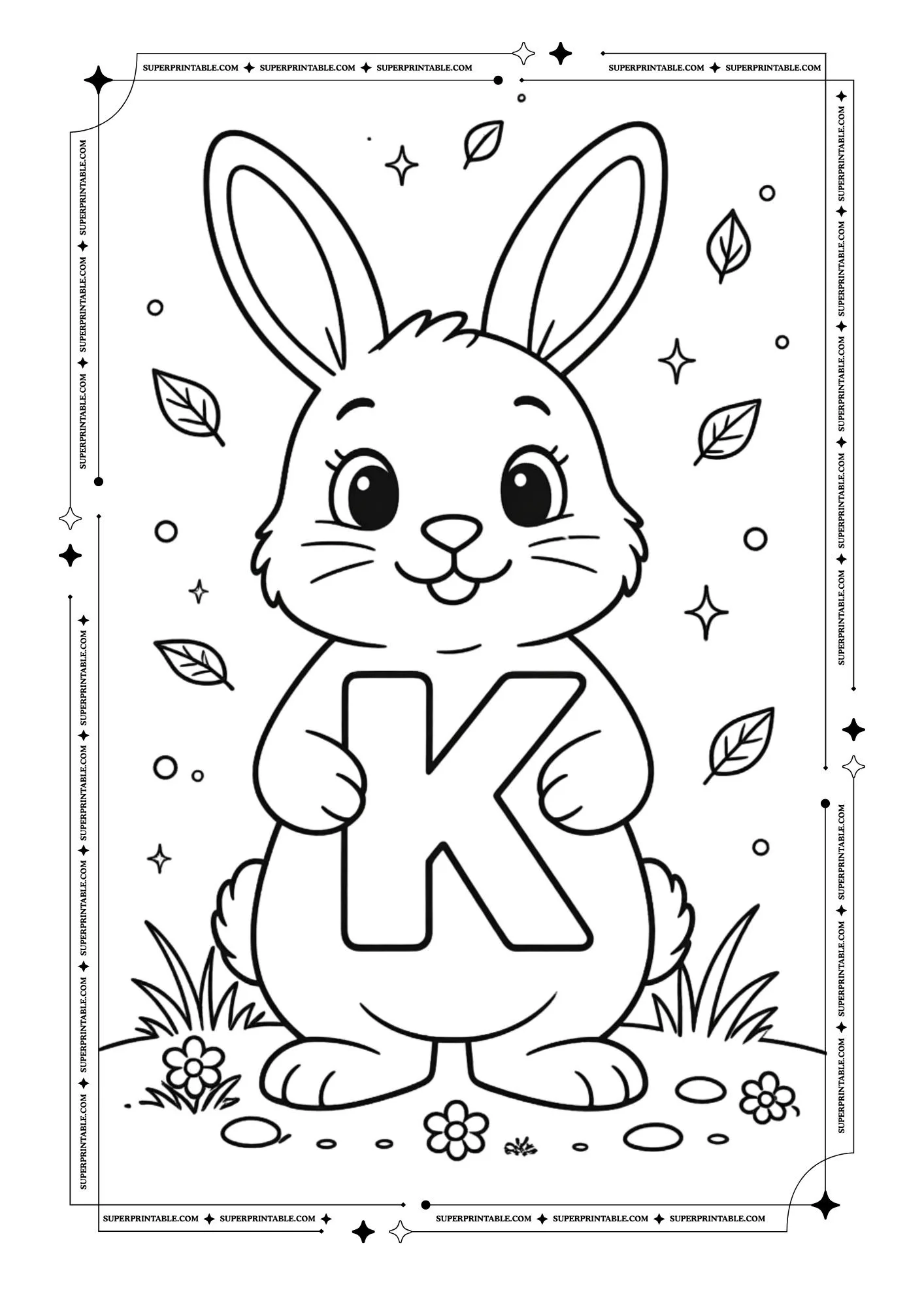Bunny Holding Alphabet Coloring Page 11