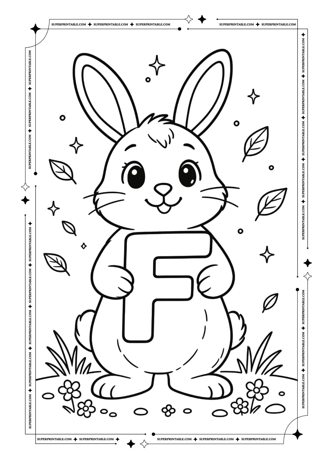 Bunny Holding Alphabet Coloring Page 6
