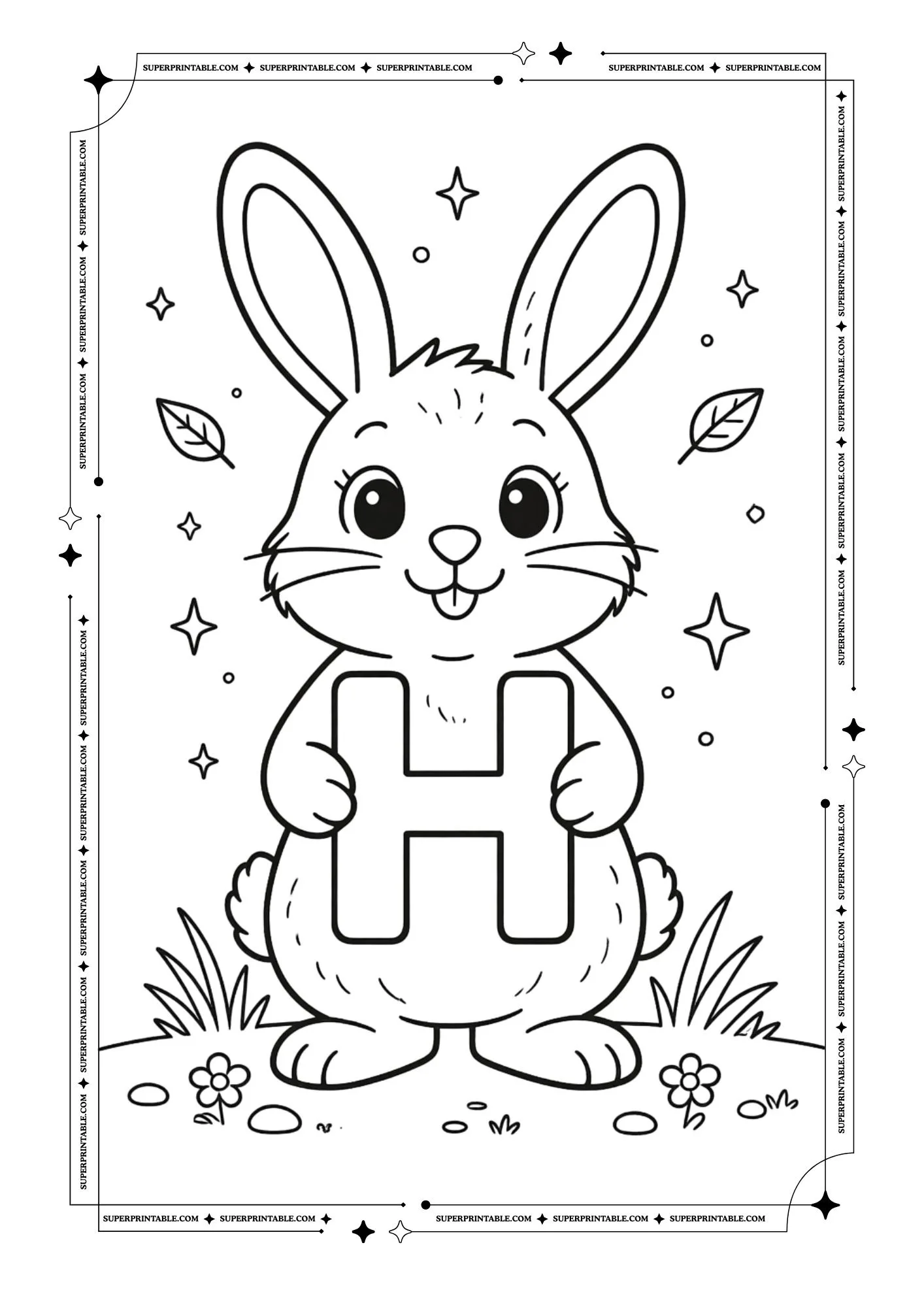 Bunny Holding Alphabet Coloring Page 8