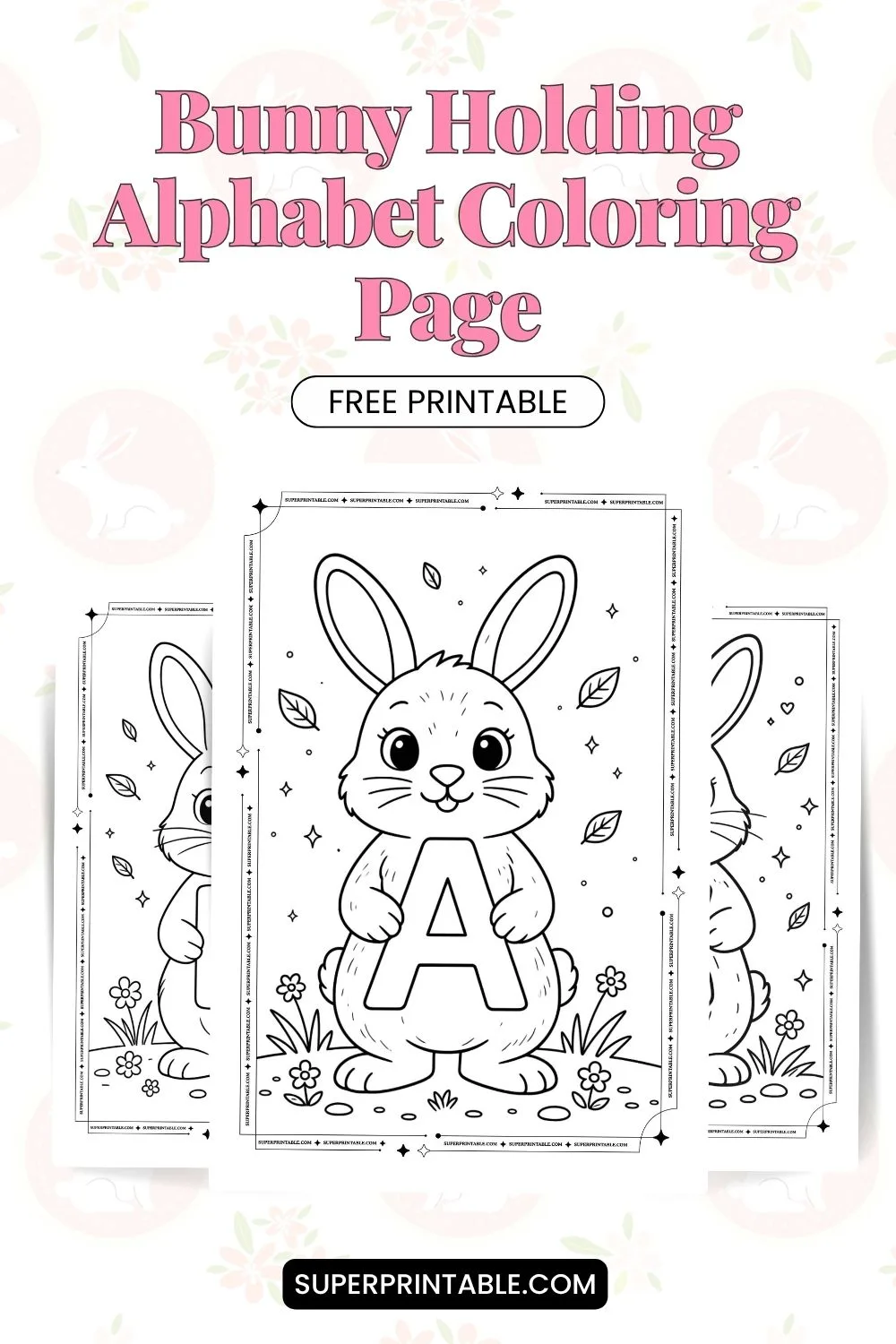 Bunny Holding Alphabet Coloring Page Pinterest Image
