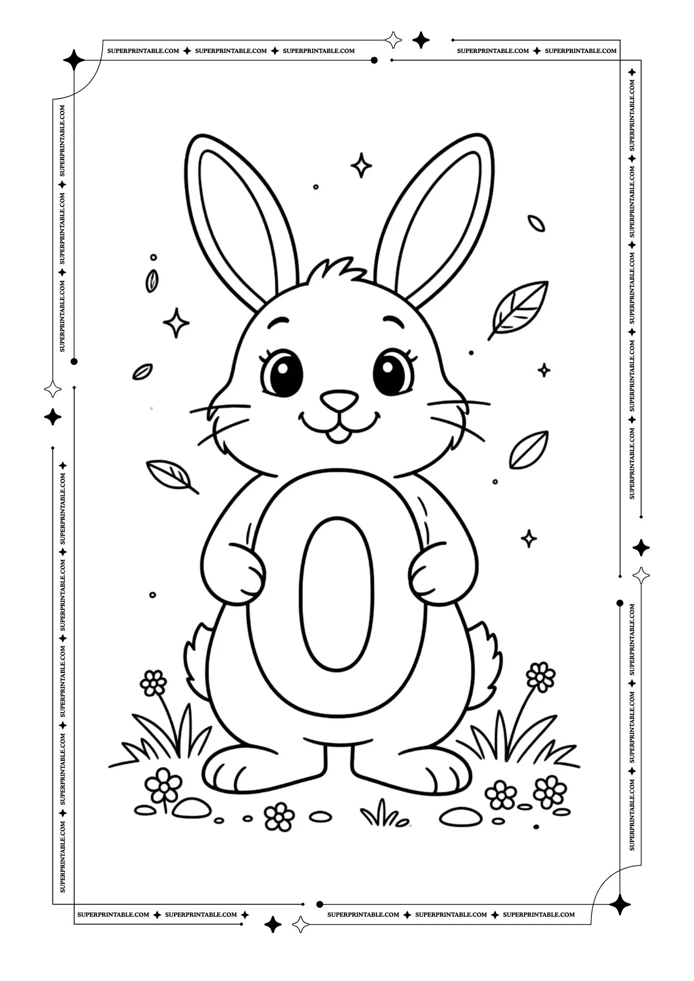 Bunny Holding Numbers Coloring Pages 1