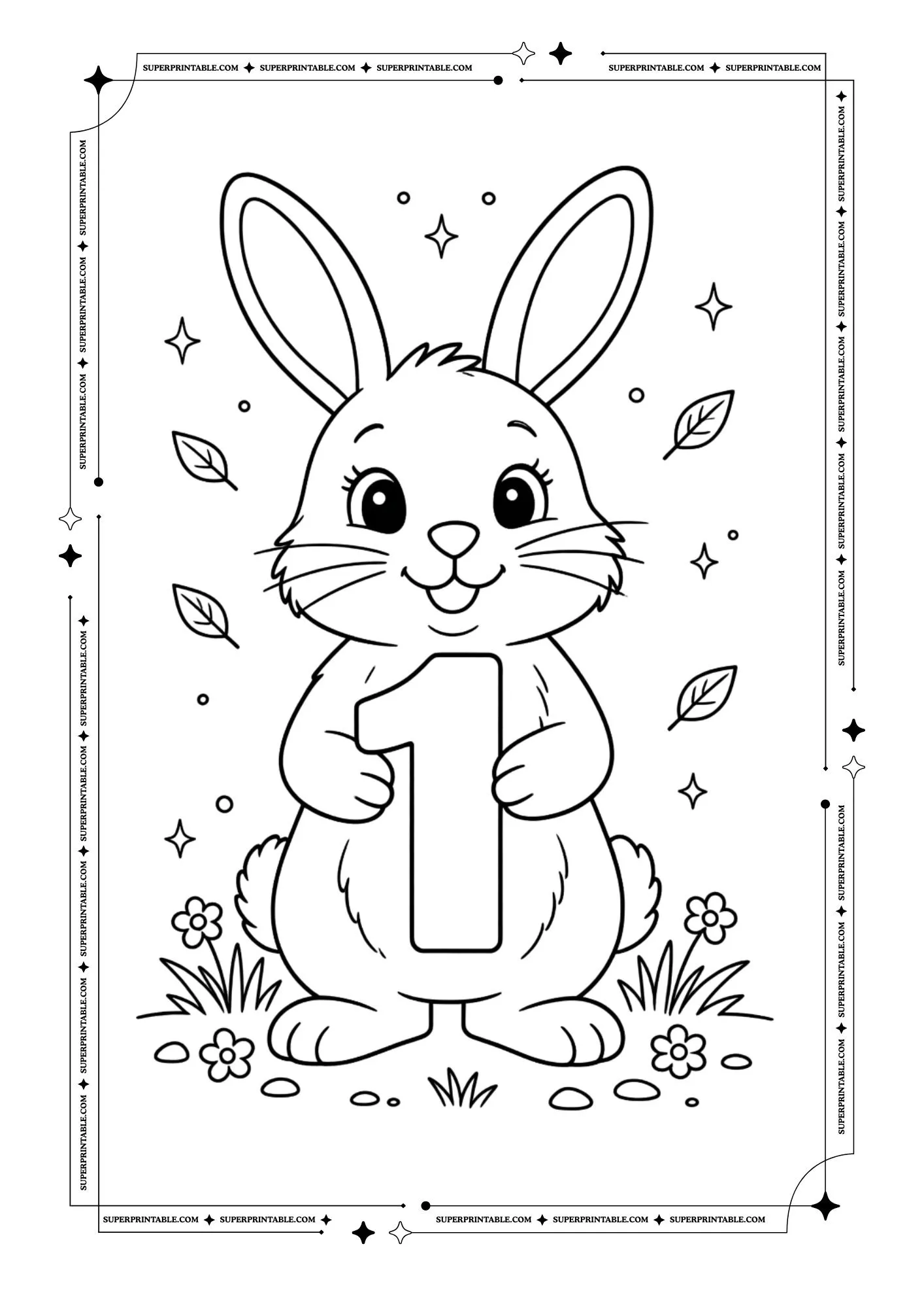 Bunny Holding Numbers Coloring Pages 2