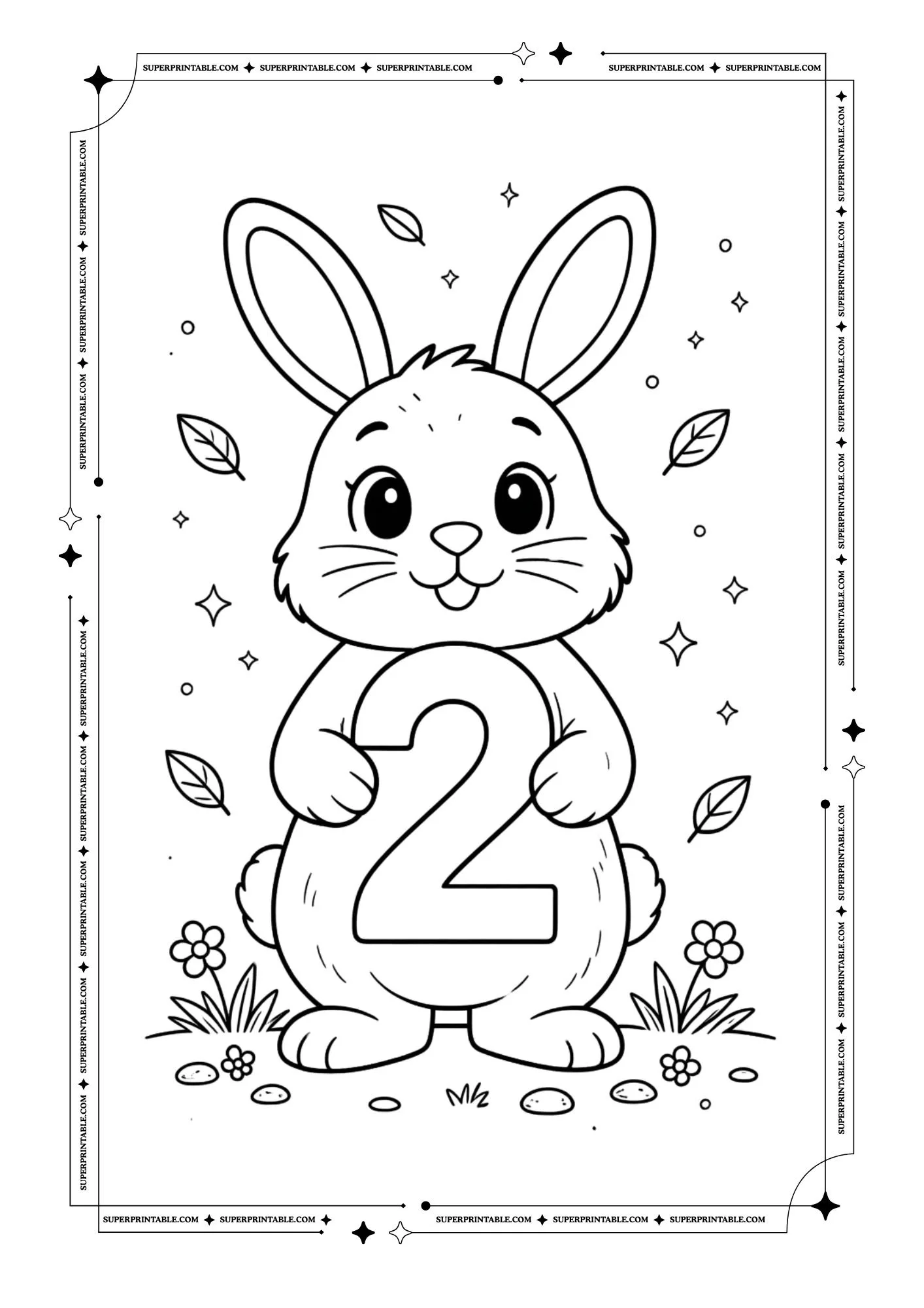 Bunny Holding Numbers Coloring Pages 3
