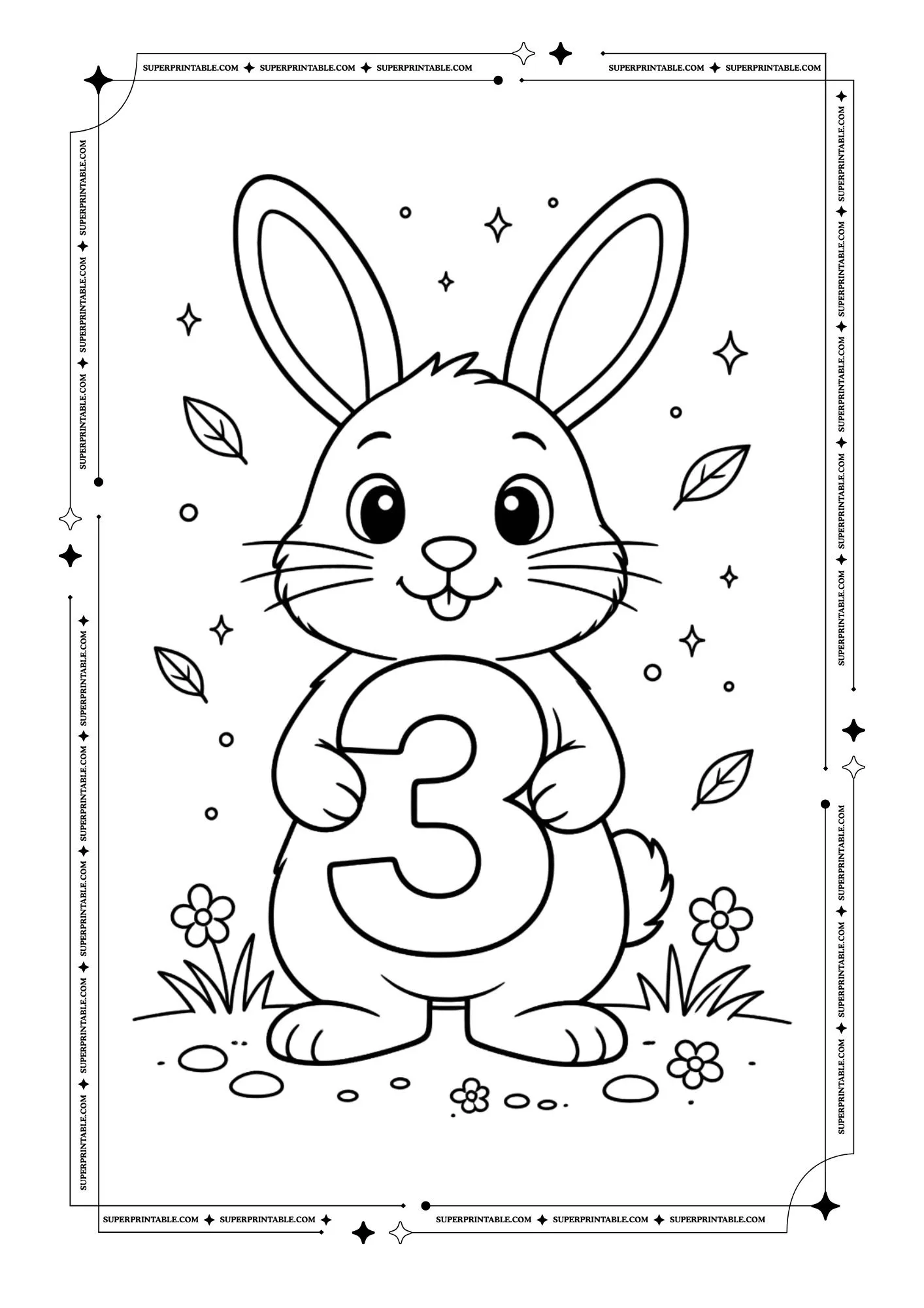 Bunny Holding Numbers Coloring Pages 4