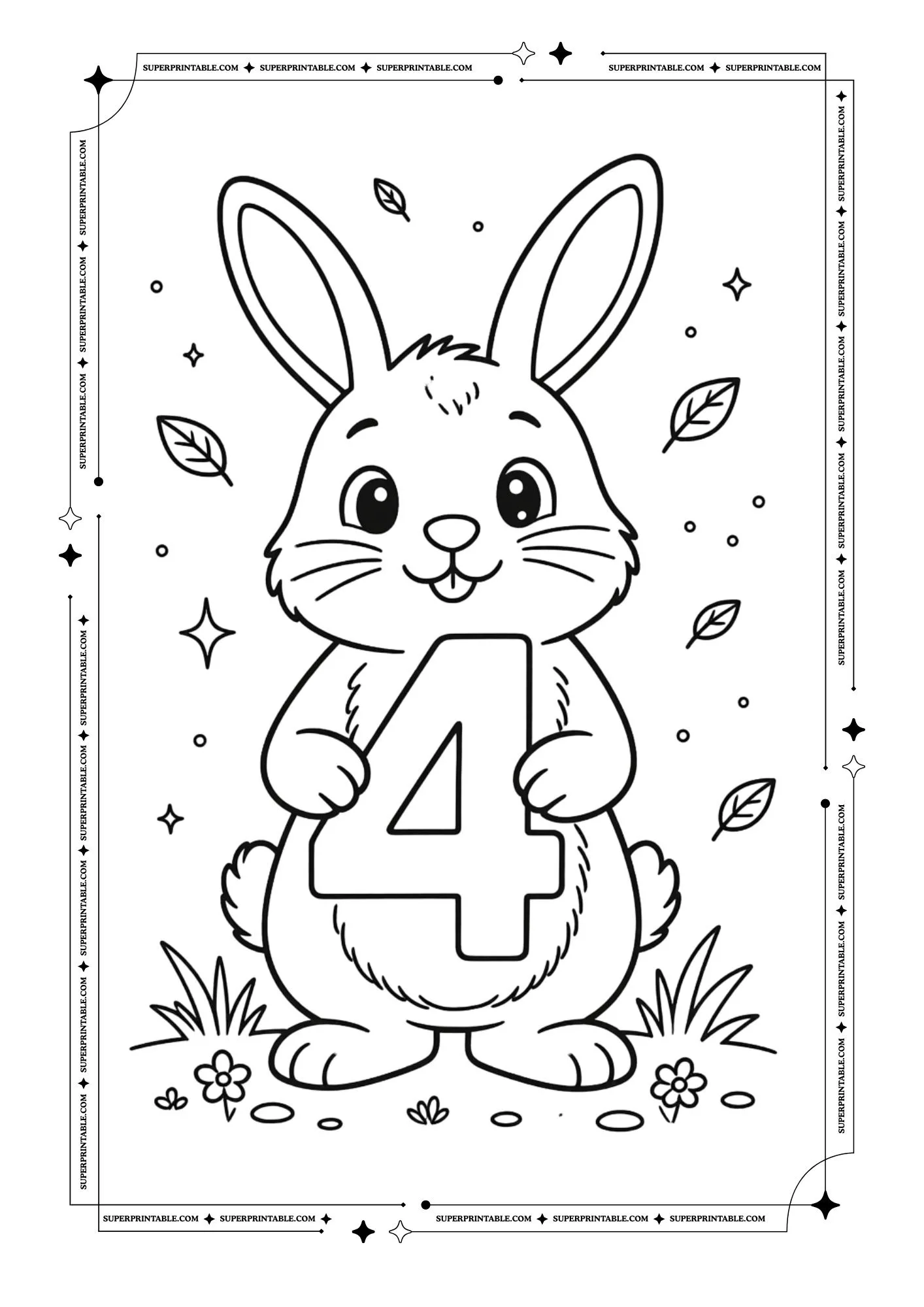 Bunny Holding Numbers Coloring Pages 5