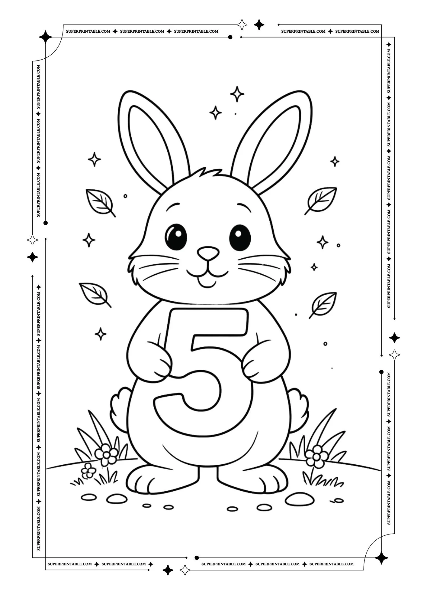 Bunny Holding Numbers Coloring Pages 6