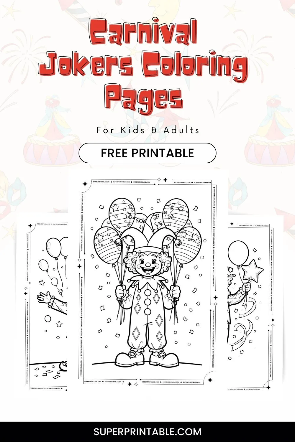 Carnival Jokers Coloring Pages Pinterest Image