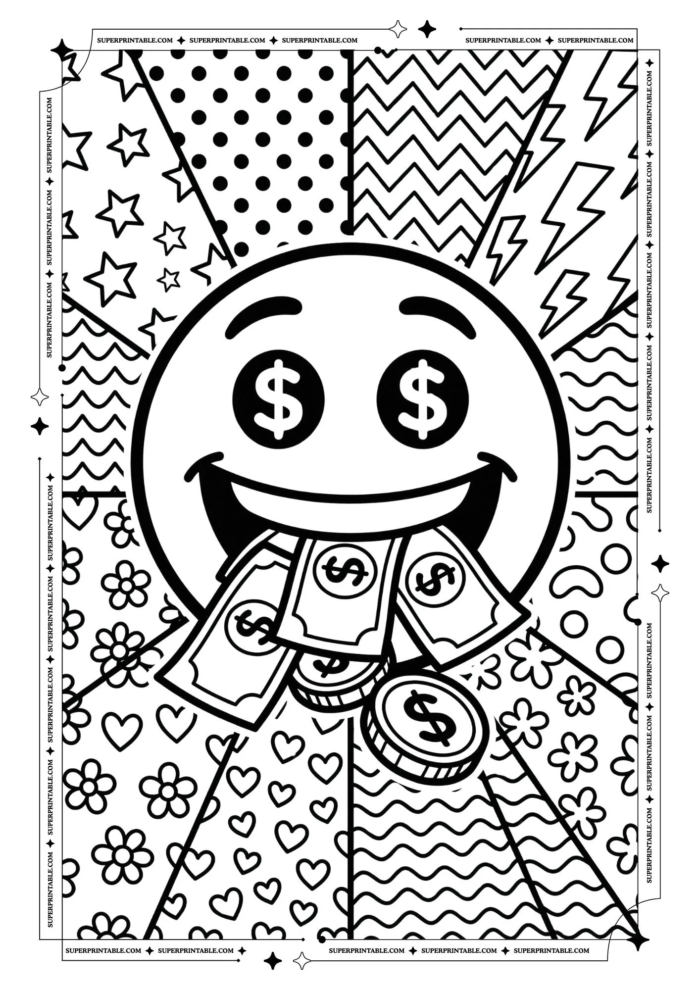 Cool Emoji Pop Art Coloring Pages For Kids & Adults 1