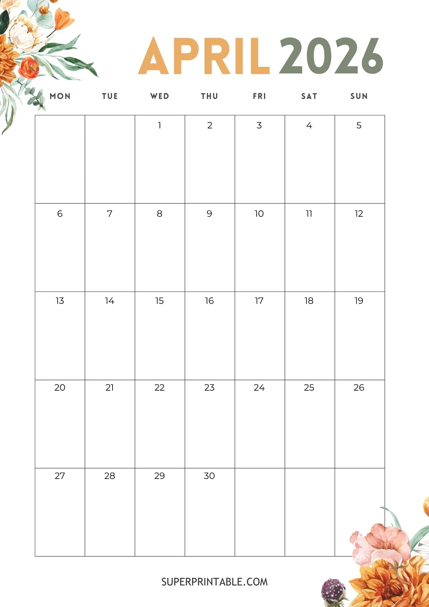 Creative April Calendar 2026 9
