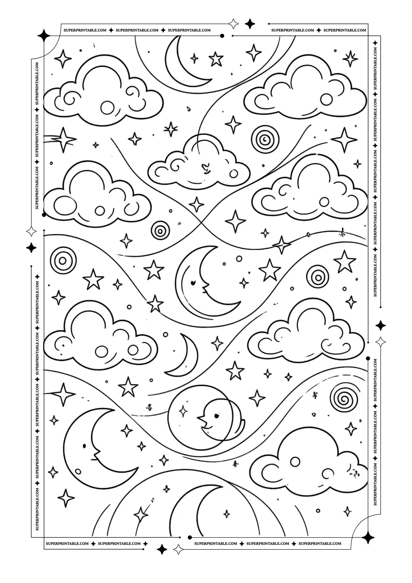 Cute Cloud World Coloring Pages 1