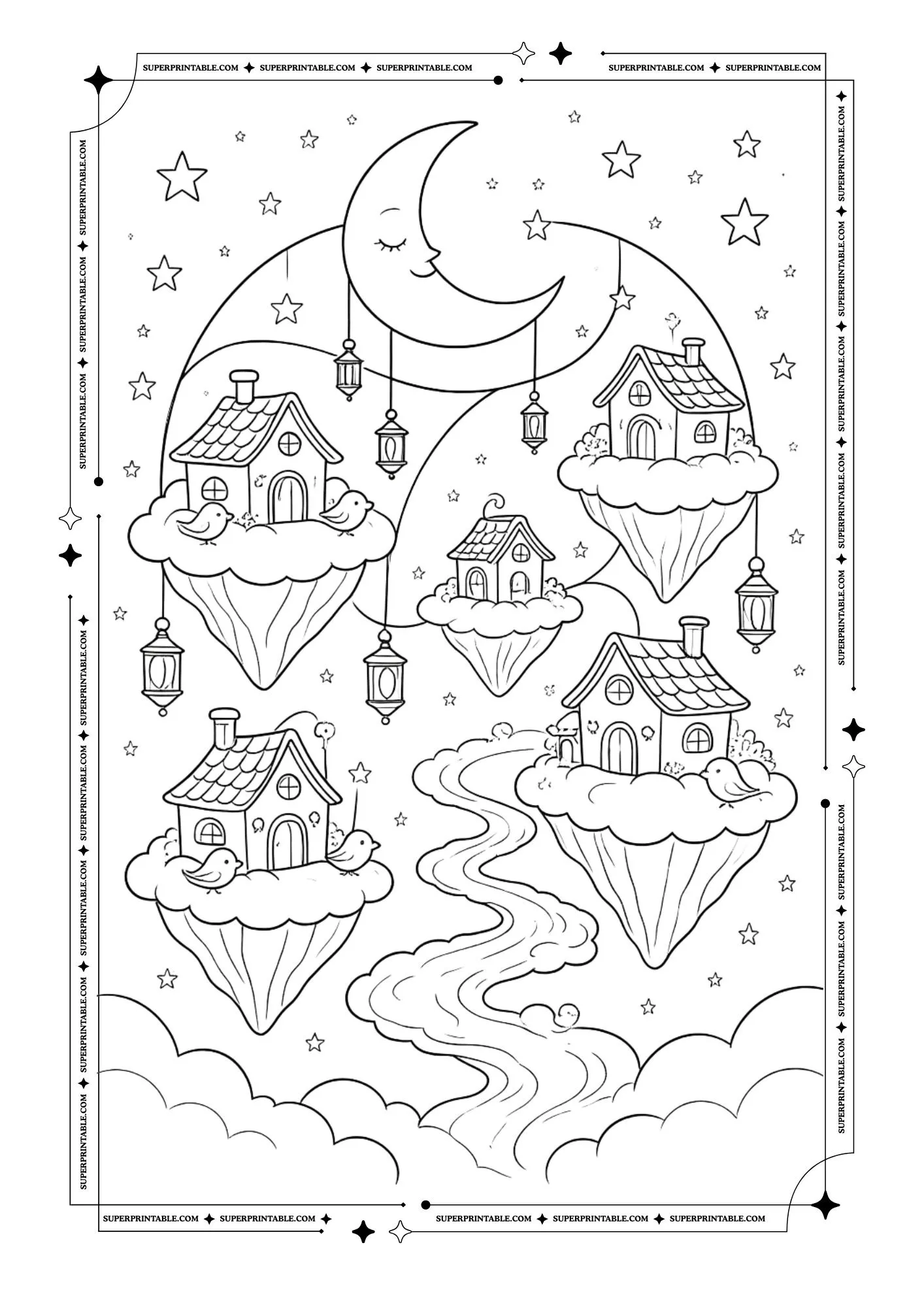 Cute Cloud World Coloring Pages 5