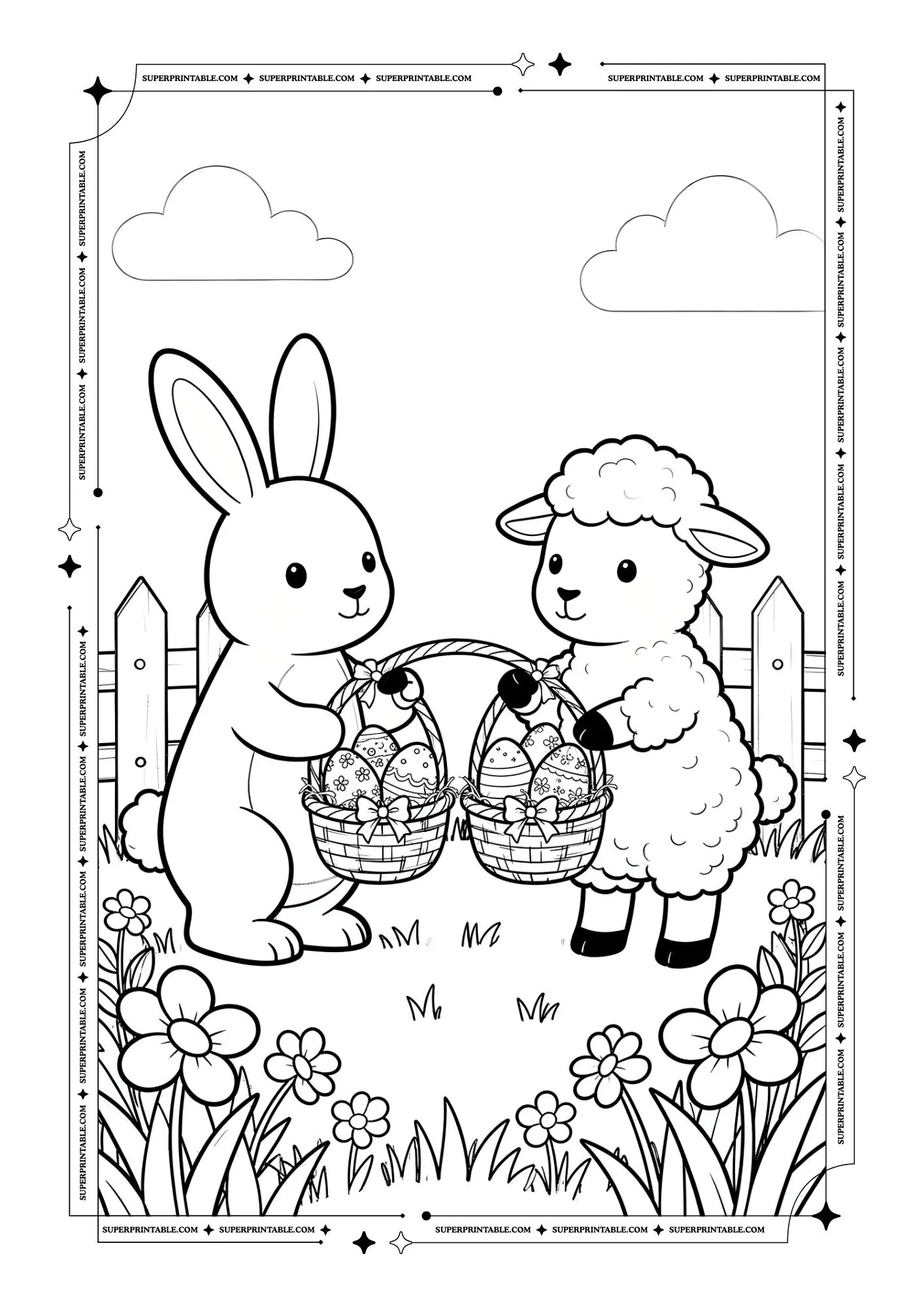 Cute Easter Friends Coloring Pages 2