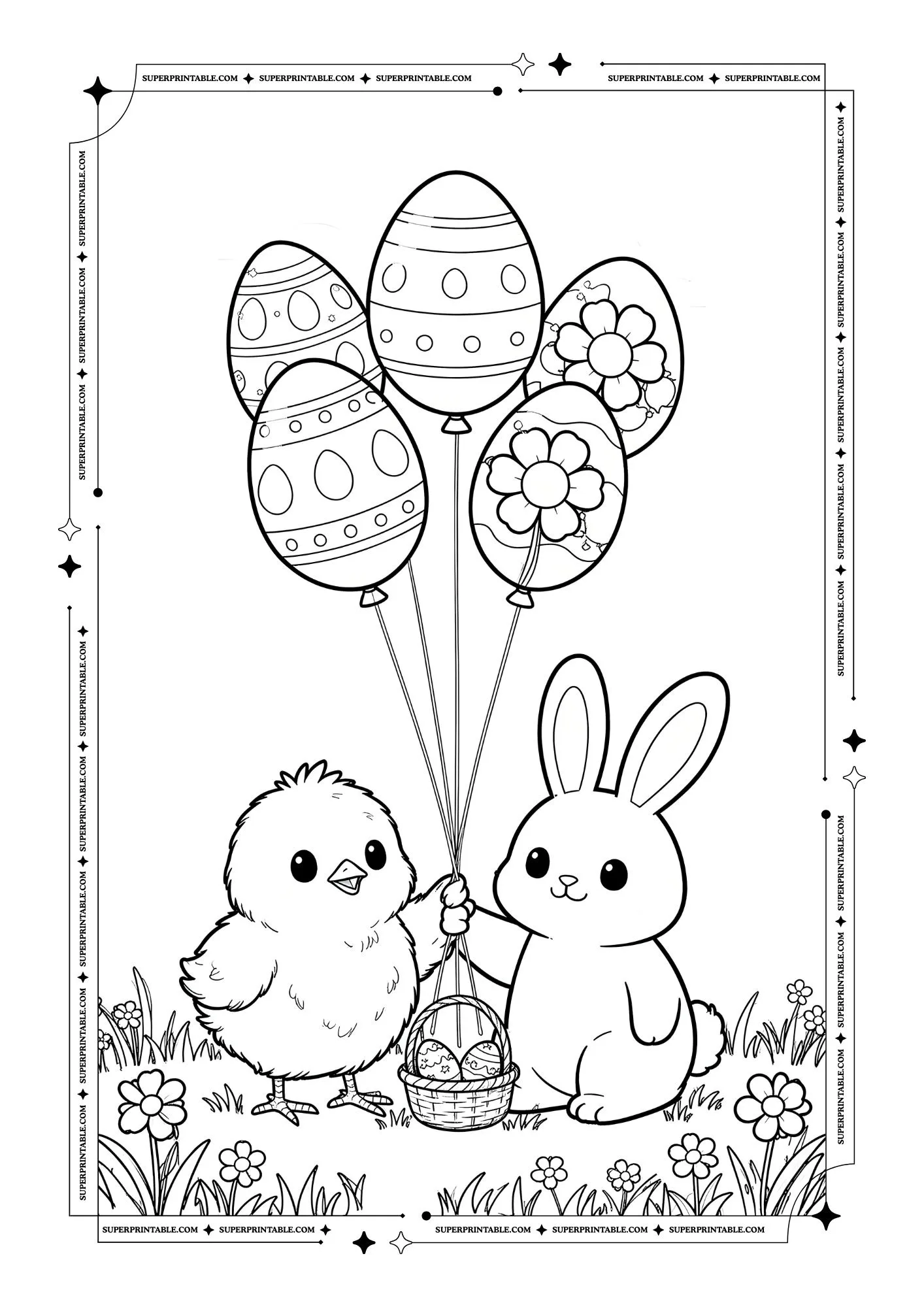 Cute Easter Friends Coloring Pages 3