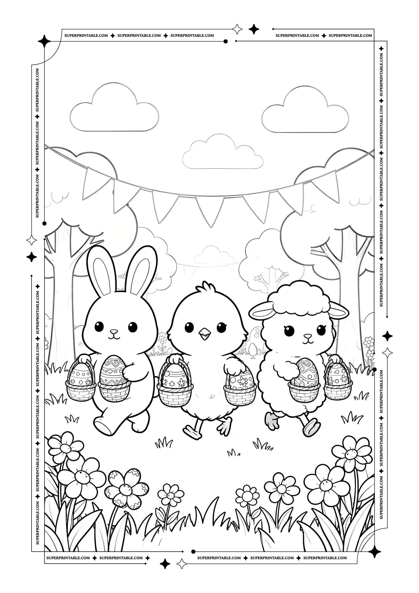 Cute Easter Friends Coloring Pages 5