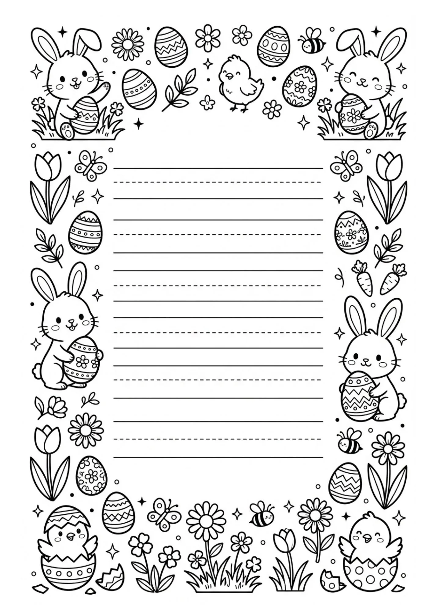 Cute Easter Writing Paper Pack for Kids 2