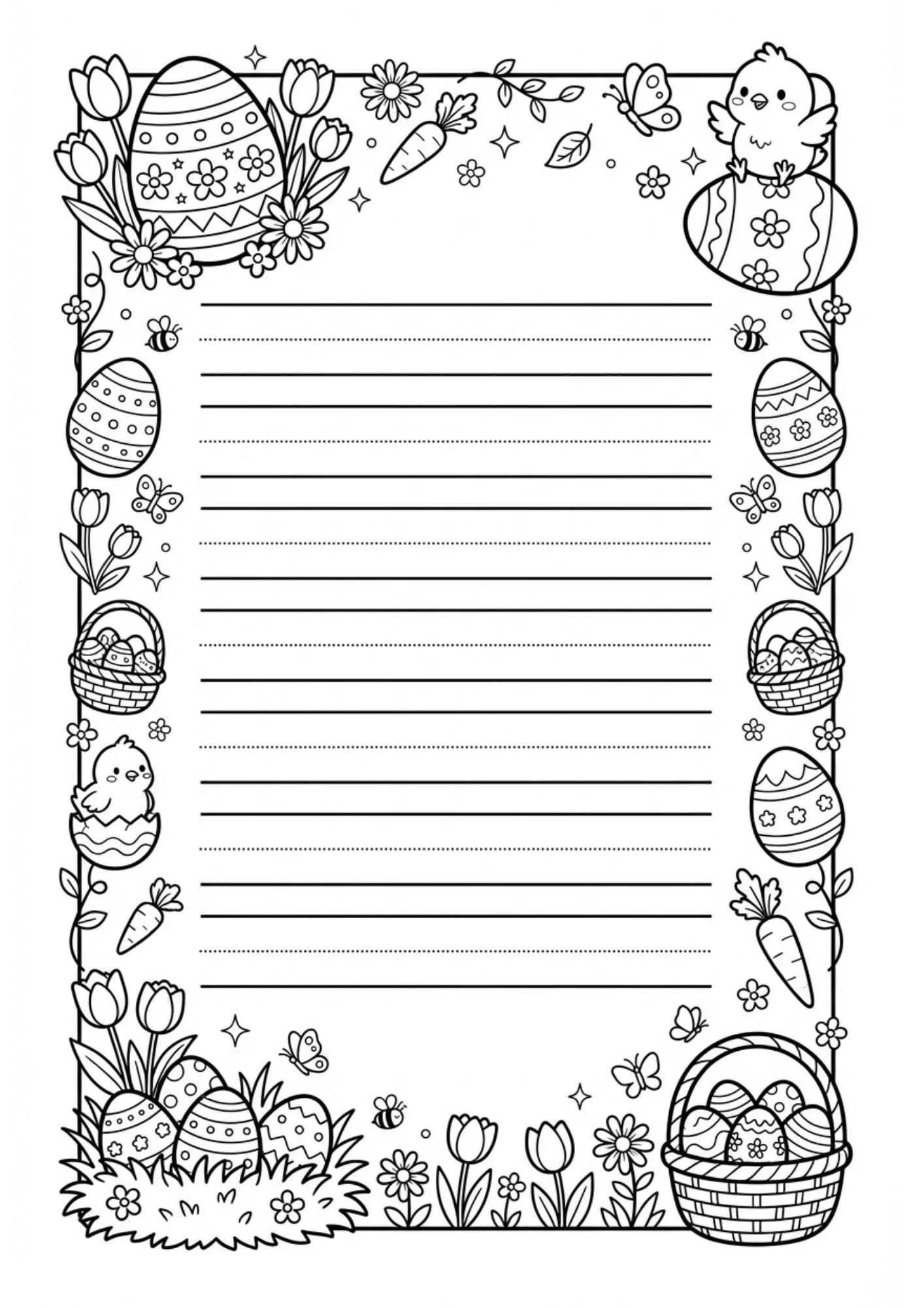 Cute Easter Writing Paper Pack for Kids 3