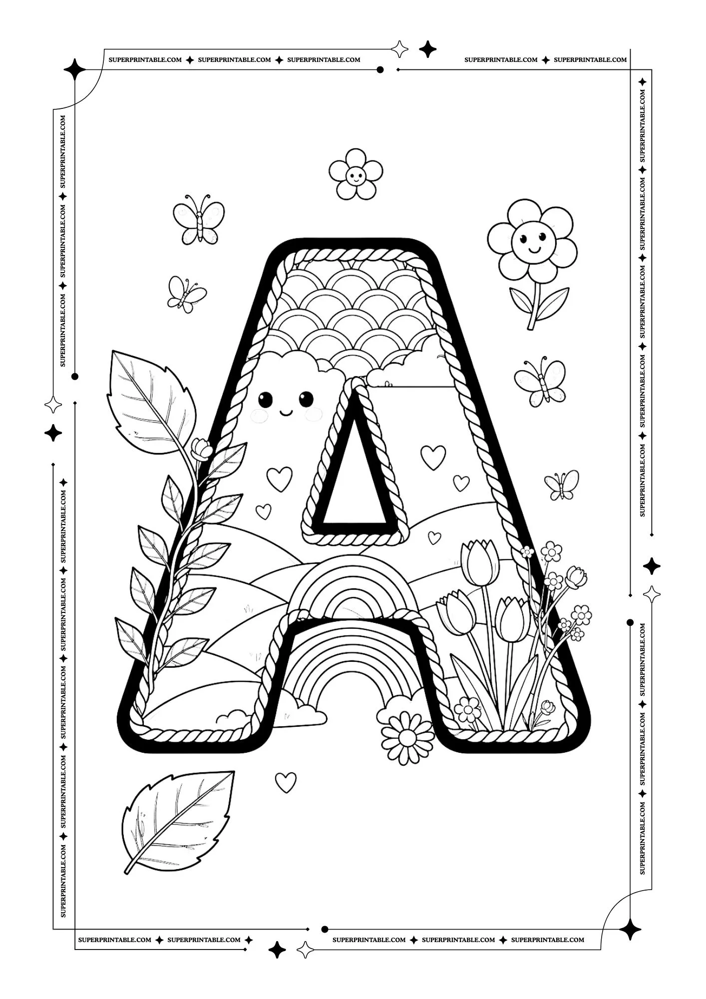 Cute March Alphabet Coloring Pages 1