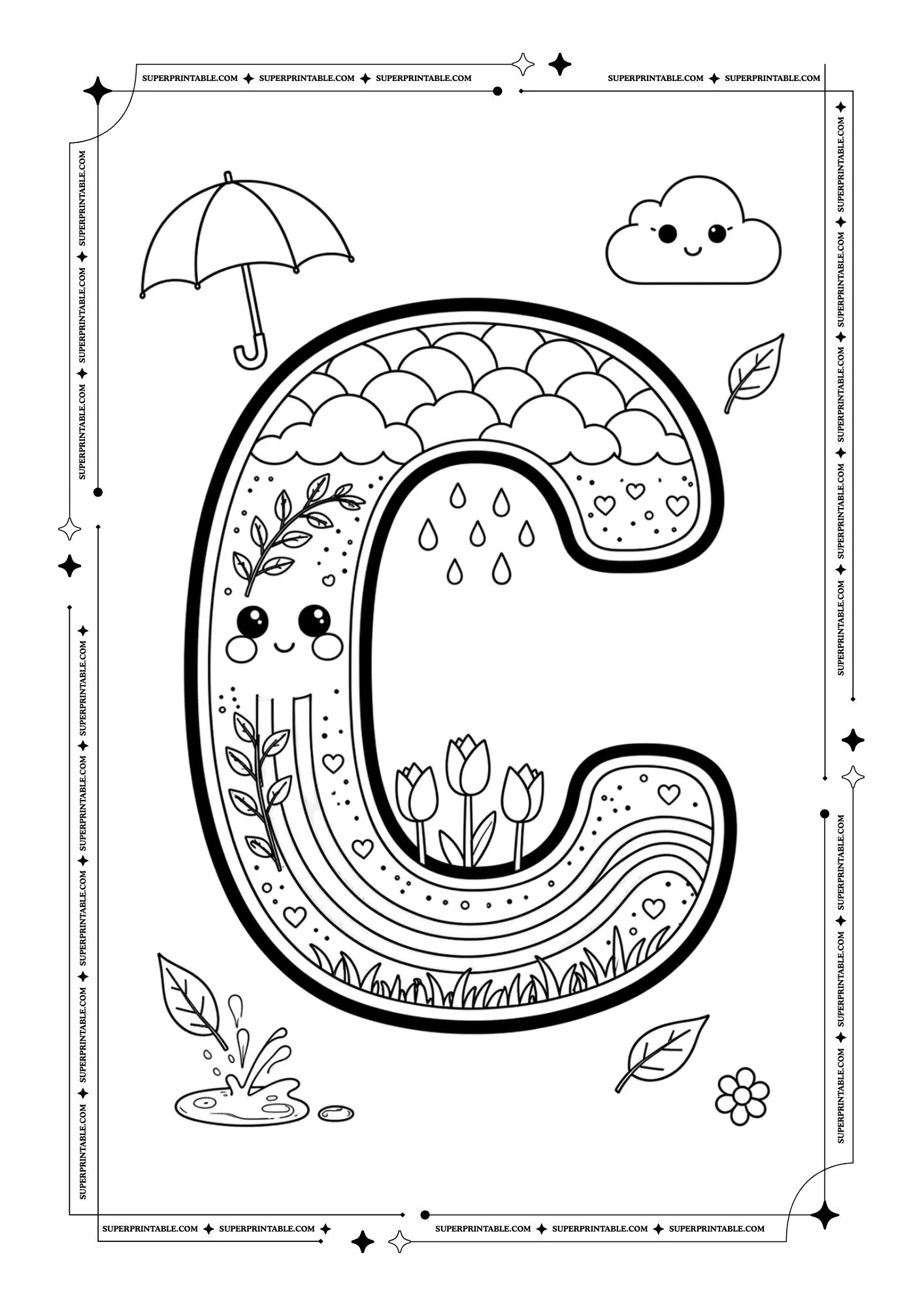 Cute March Alphabet Coloring Pages 3