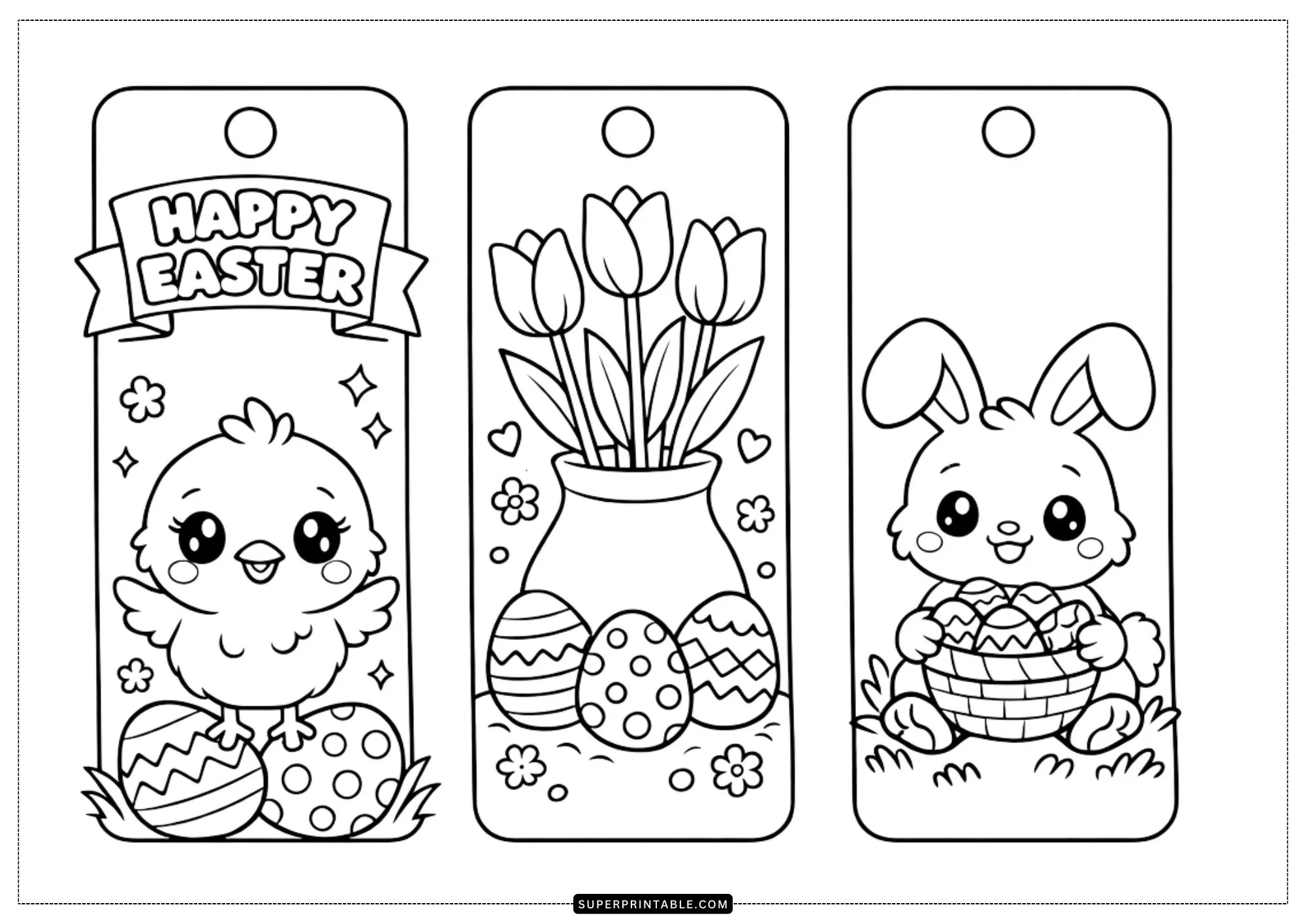 Easter Bookmark Coloring Pages 1