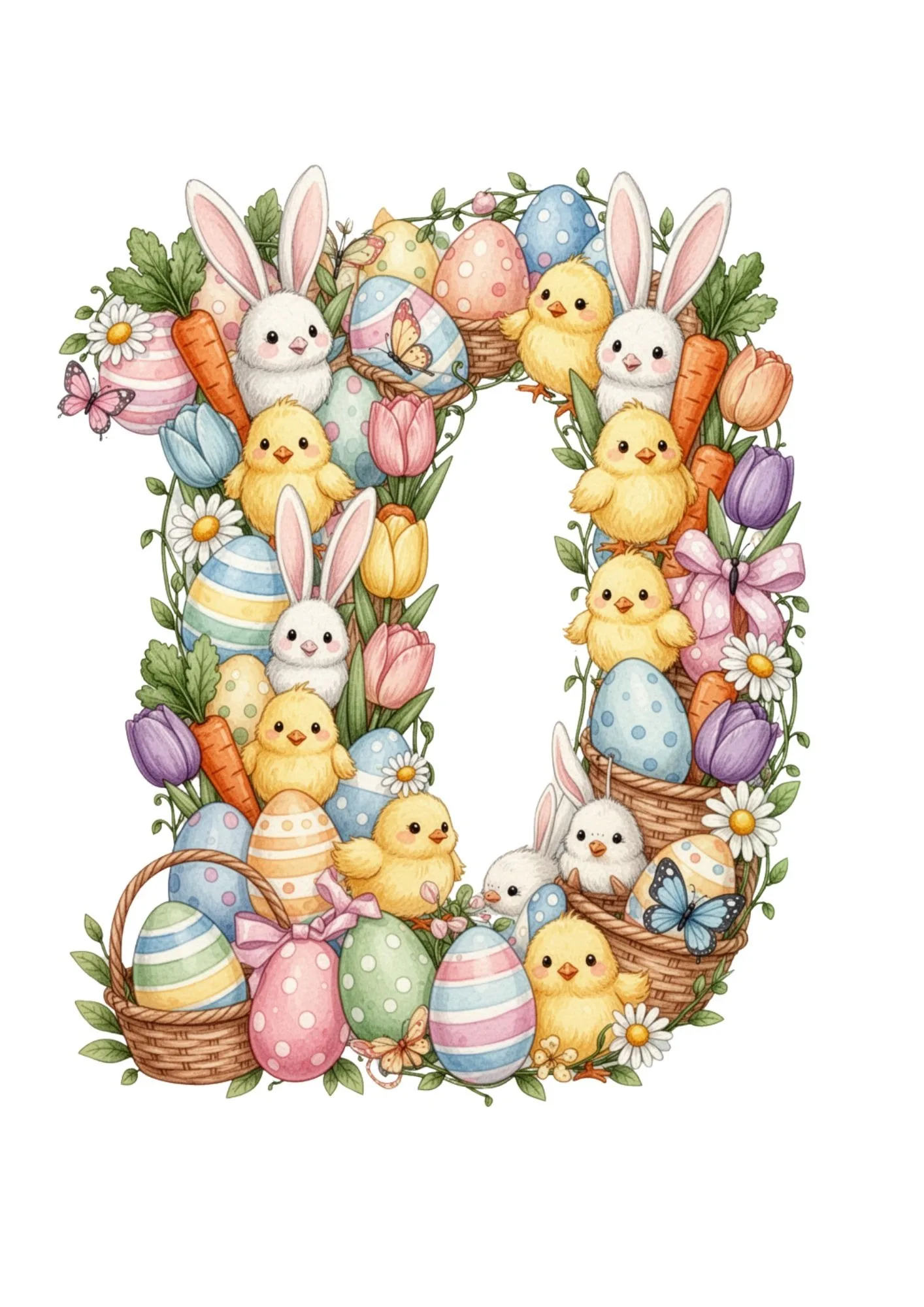 Easter Decoration Alphabet & Numbers PNG 4