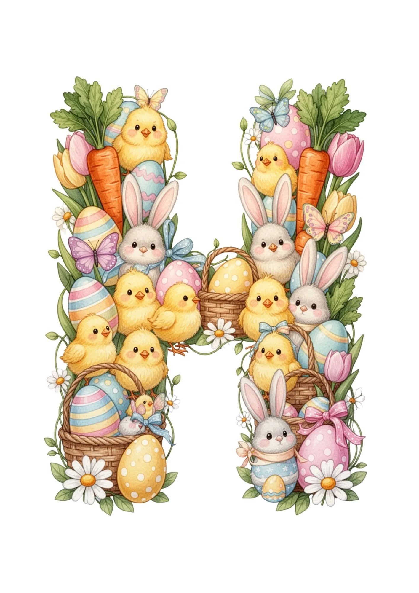 Easter Decoration Alphabet & Numbers PNG 8