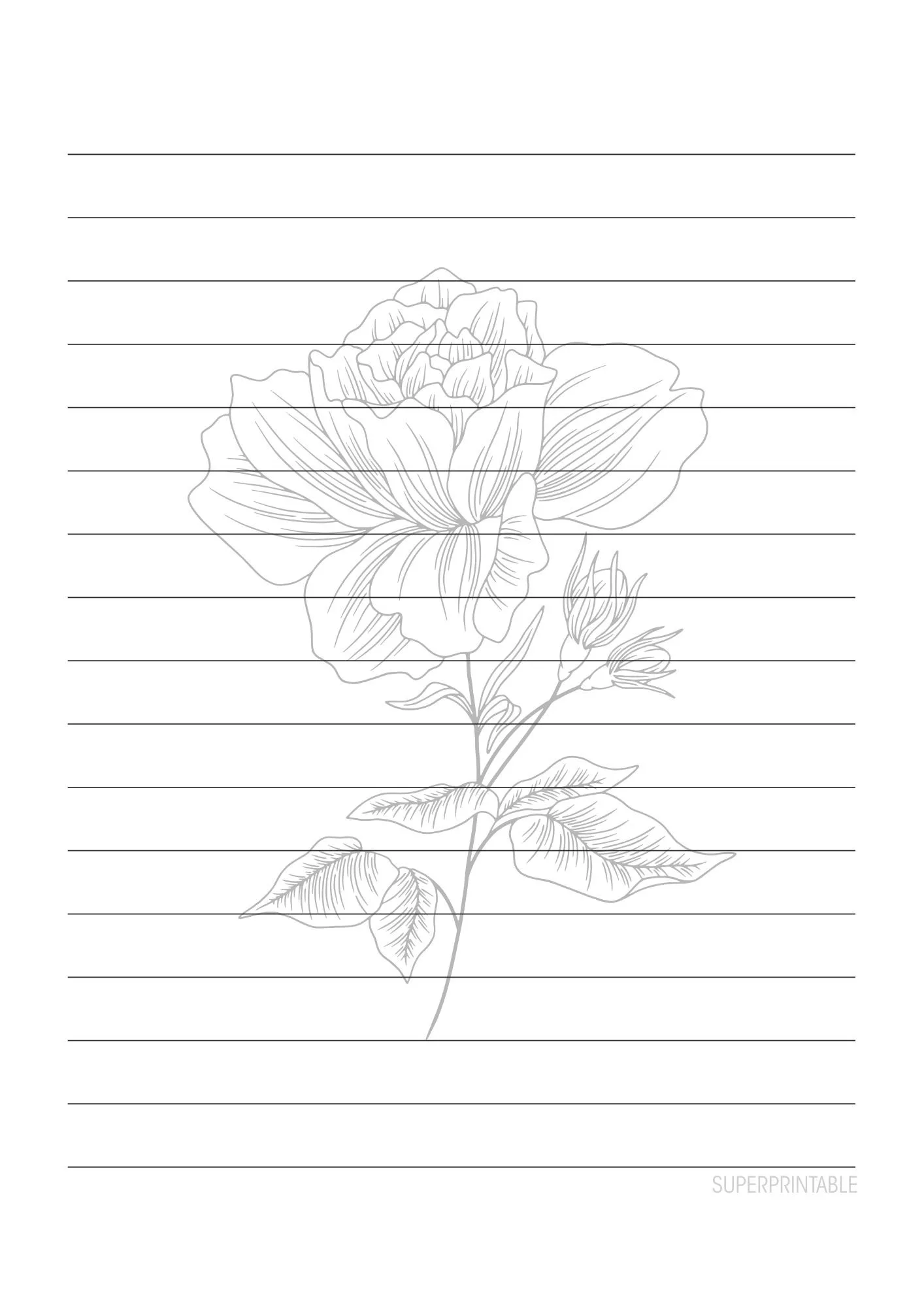 Elegant Floral Lined Writing Paper Printable 1