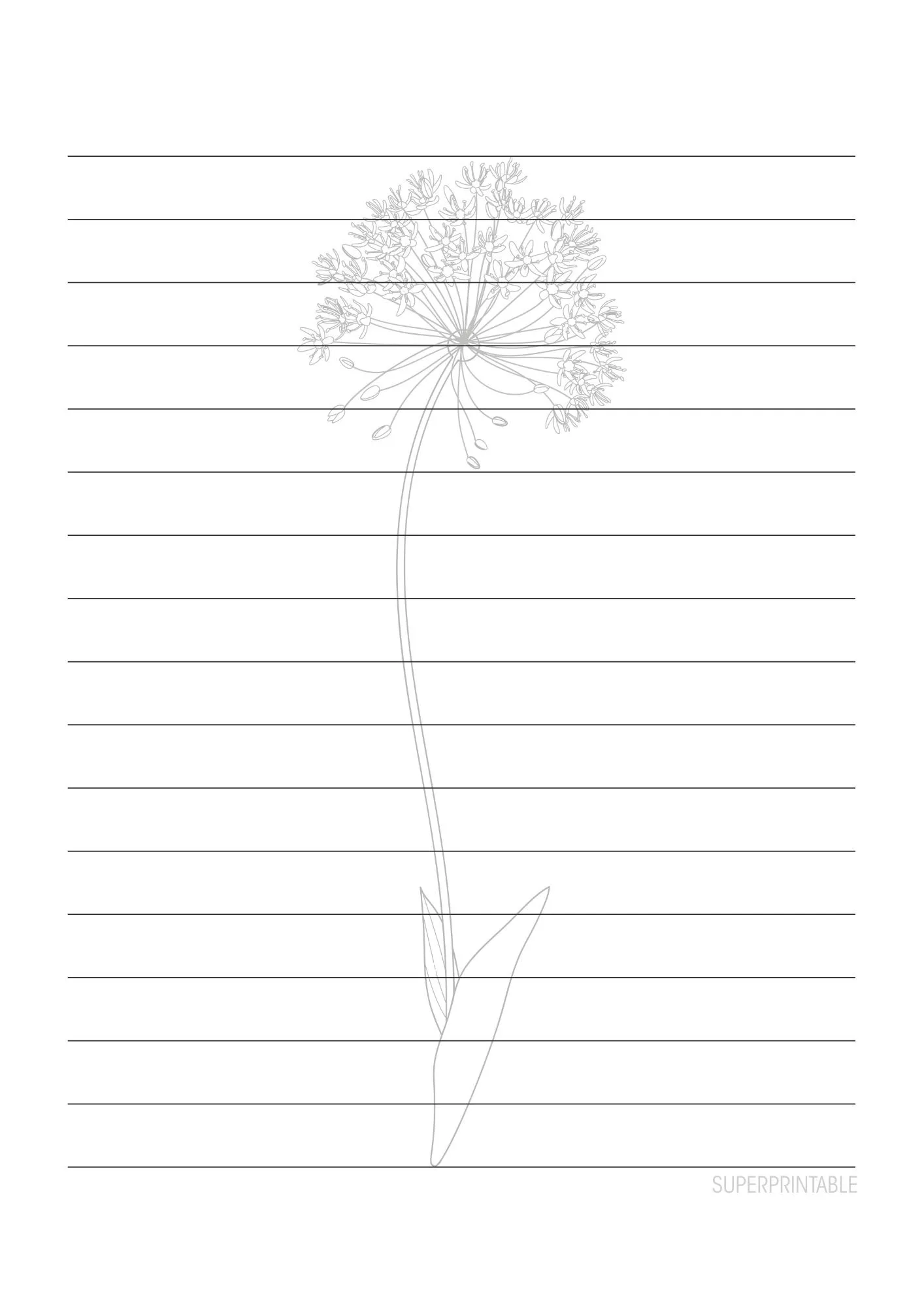 Elegant Floral Lined Writing Paper Printable 6