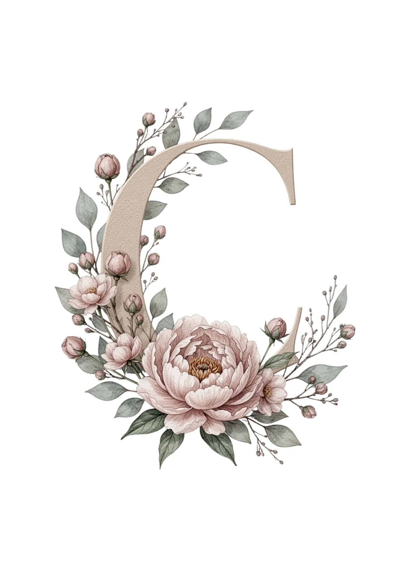 Floral Alphabet Clipart in Elegant Watercolor 3