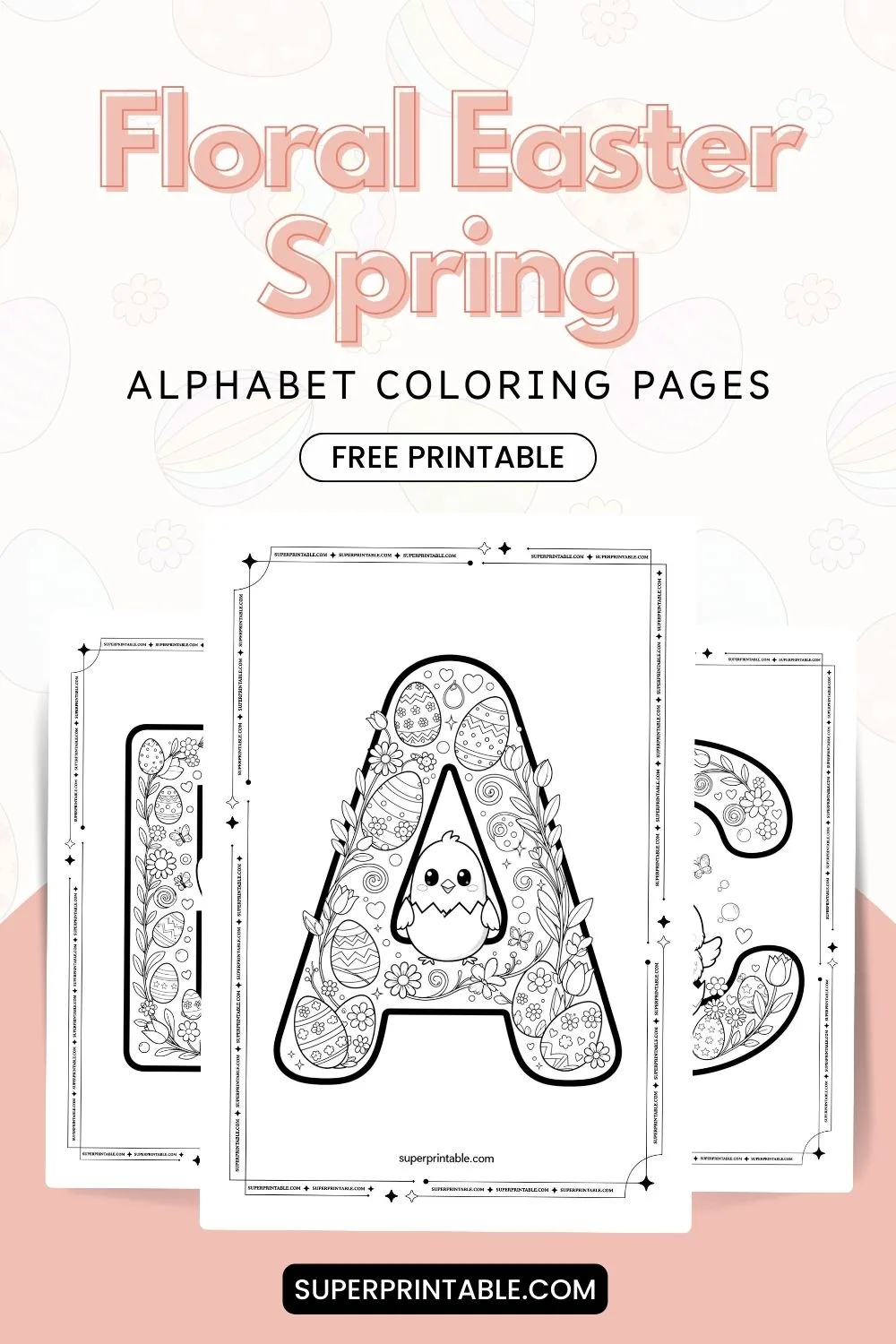 Floral Easter Spring Alphabet Coloring Pages Pinterest Image