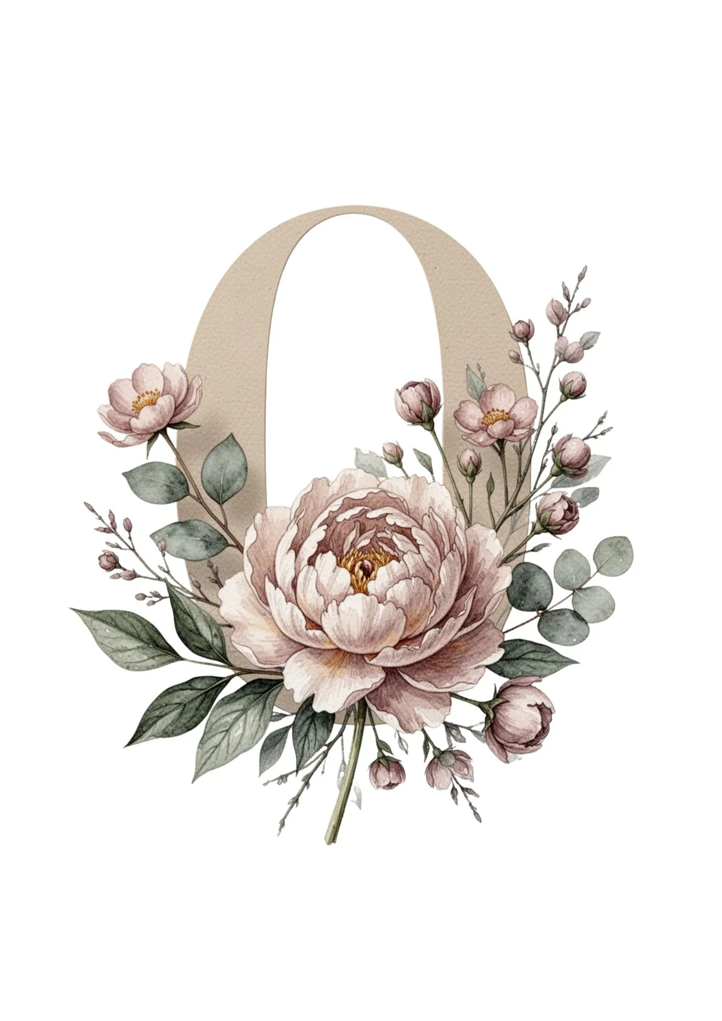 Floral Numbers Clipart in Elegant Watercolor PNG 1