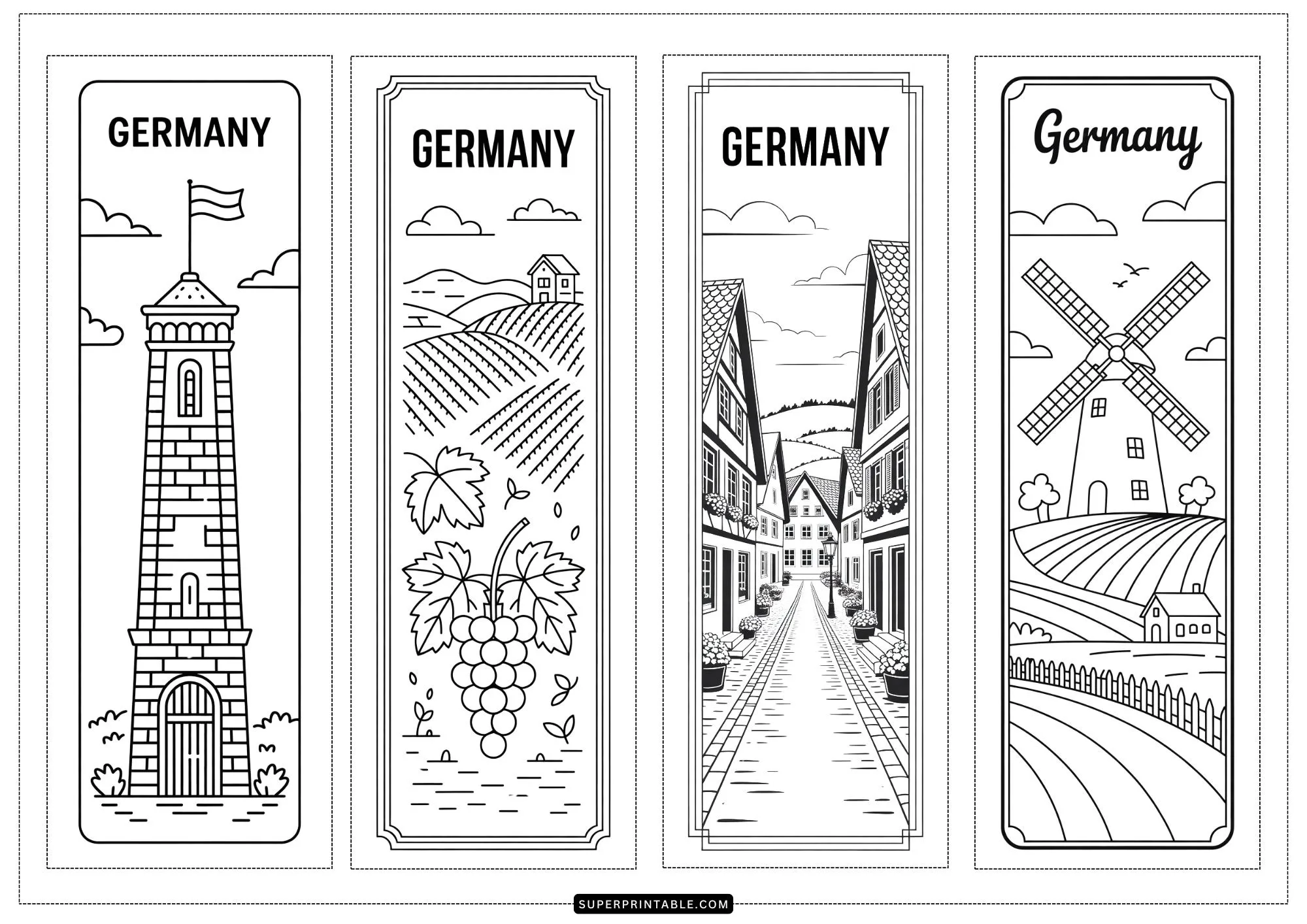 Germany Bookmarks Coloring Pages 1